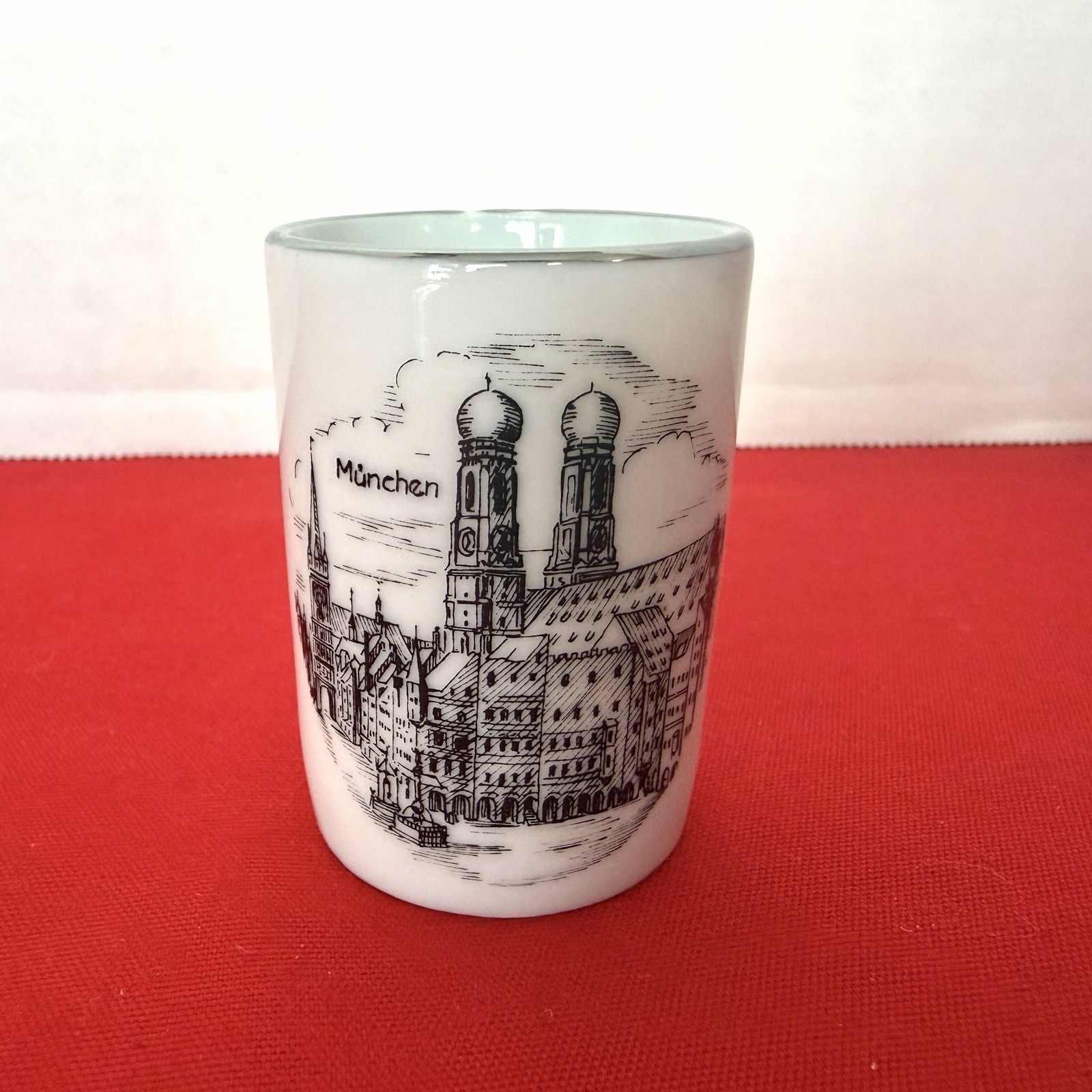 Vintage Souvenir Toothpick Holder ~ Munchen, Germany White Glass