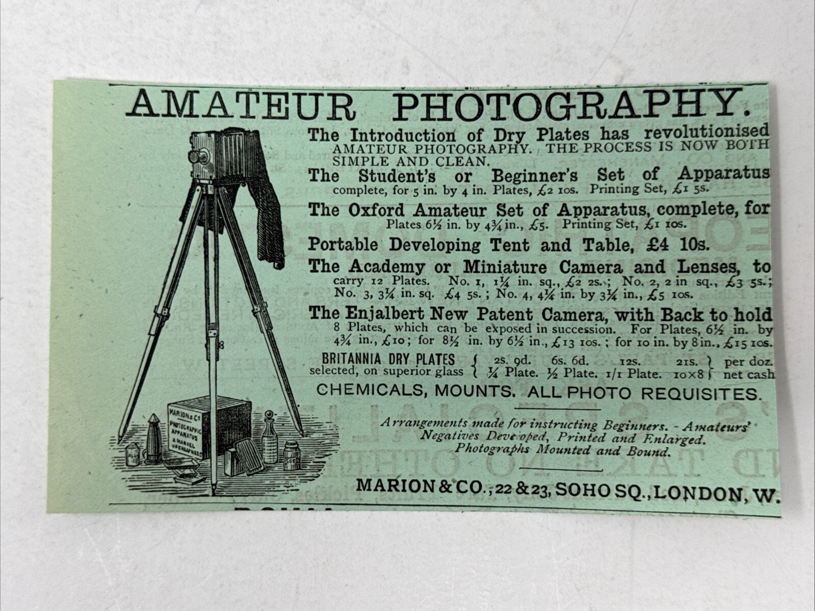 1883 Amateur Photography Camera London England Victorian Era Print Ad Newspaper