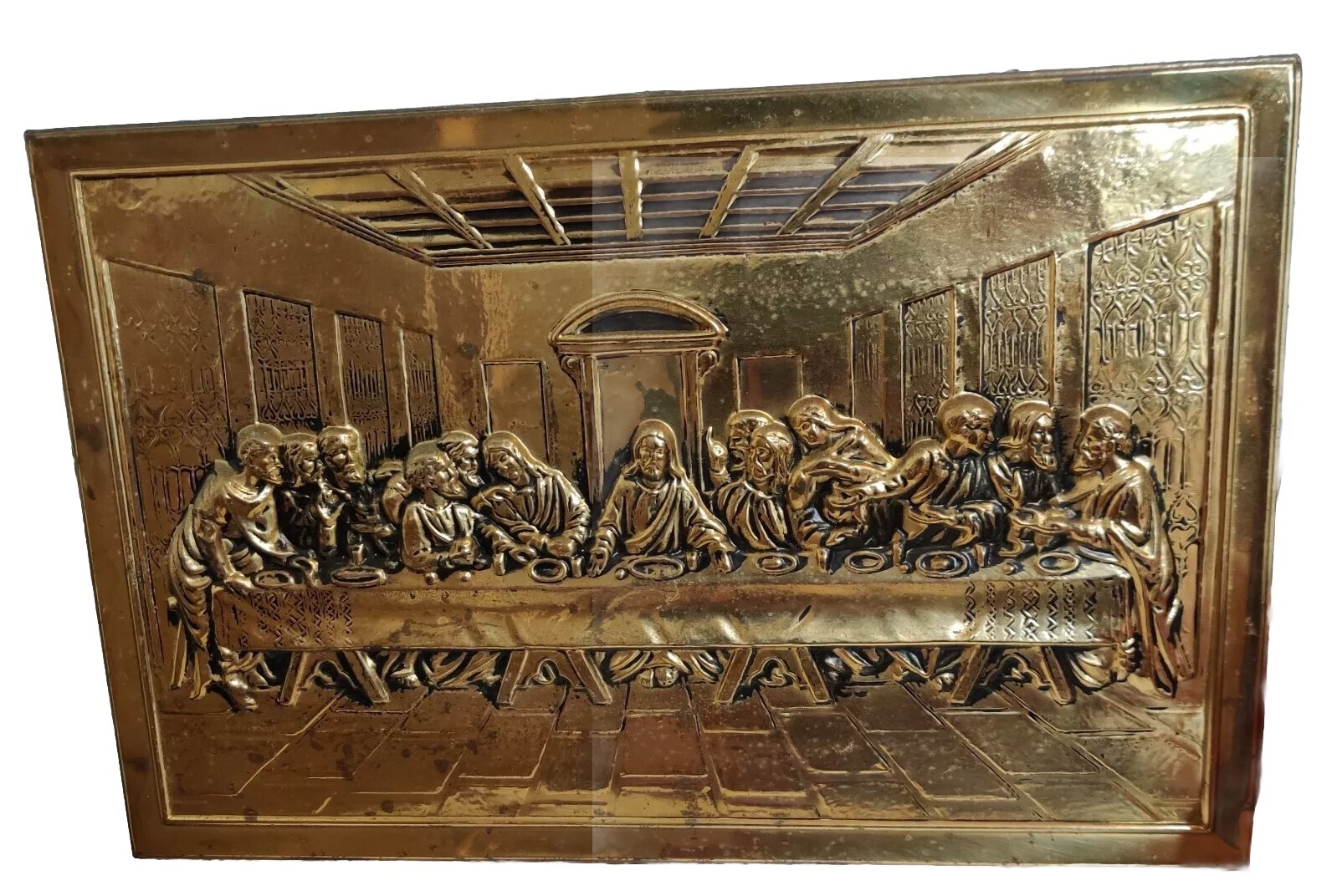 Imperial BRASSWARE 3D RELIEF LAST SUPPER Hanging Decor 14.5x9.5
