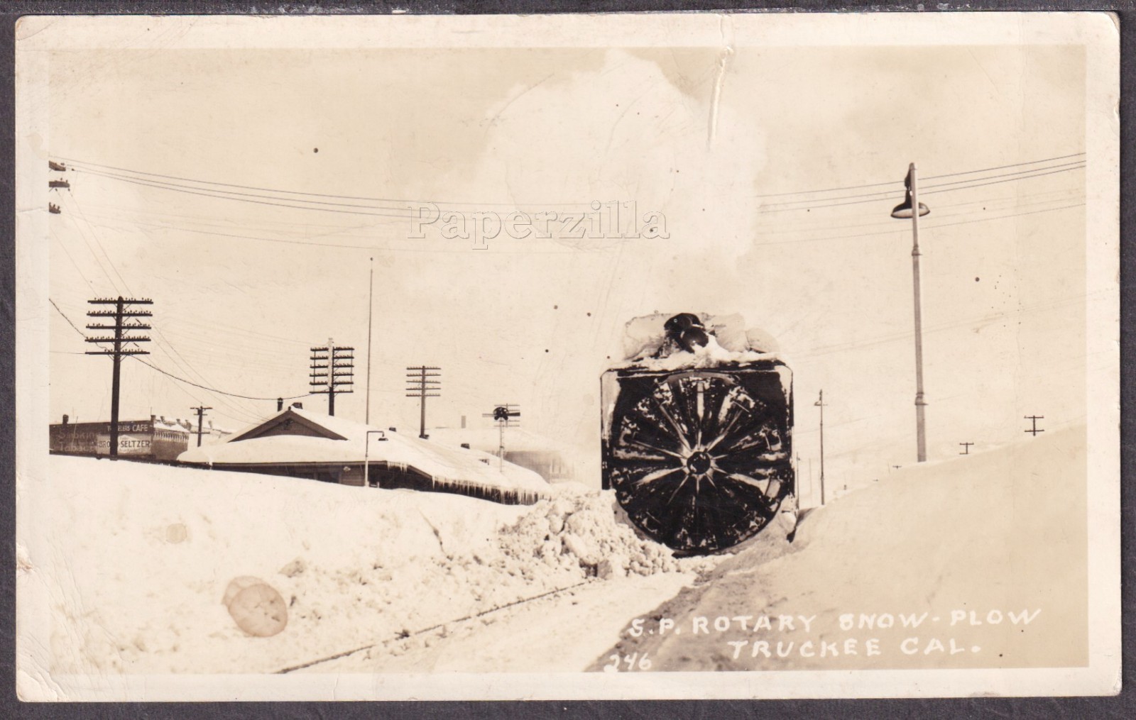 CA Truckee RPPC 1943 SPRR SOUTHERN PACIFIC RAILROAD ROTARY PLOW Reno NV No. 246