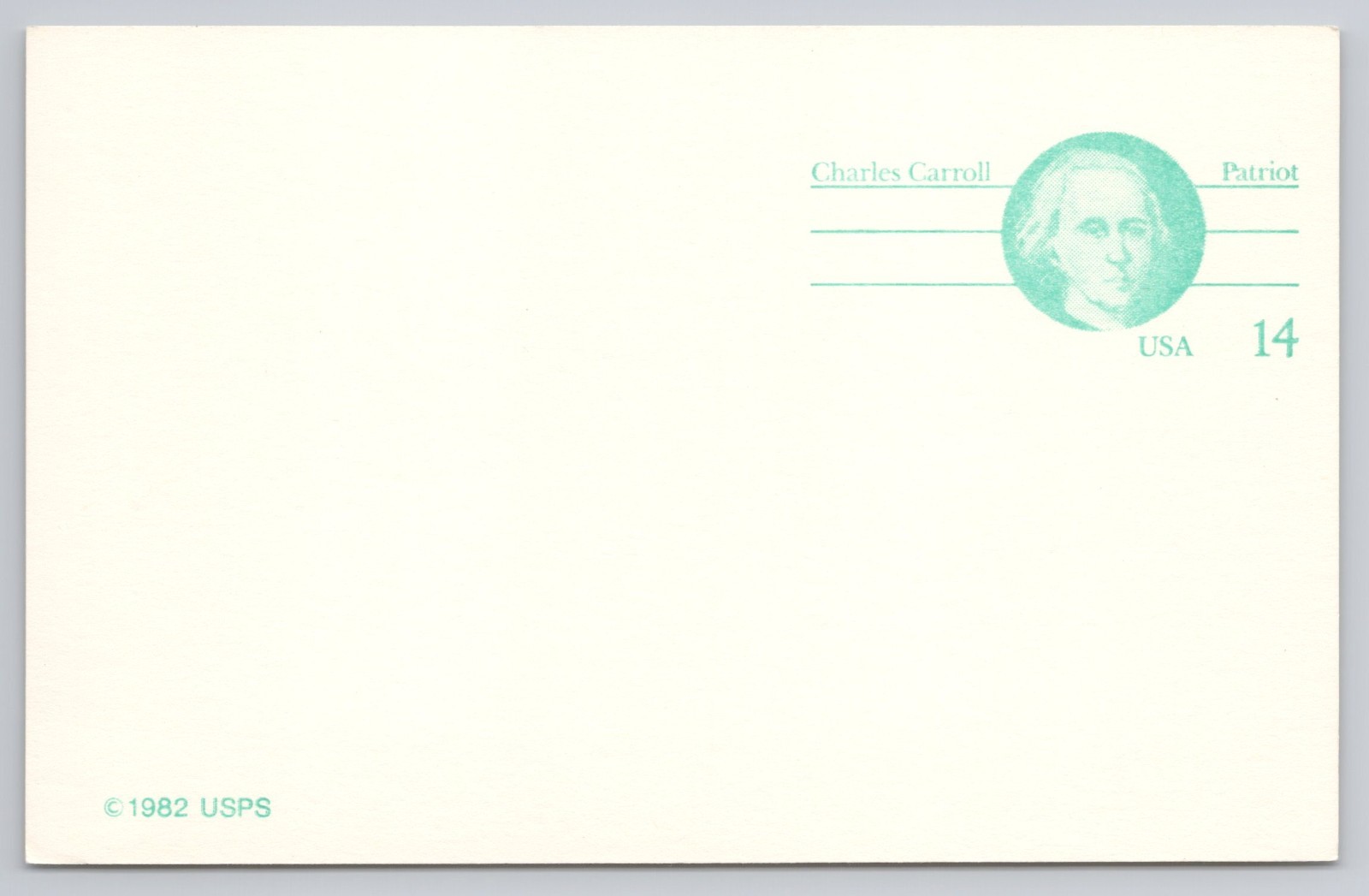 Postcard 1982 USPS Charles Carroll Patriot Postage 14 Cents
