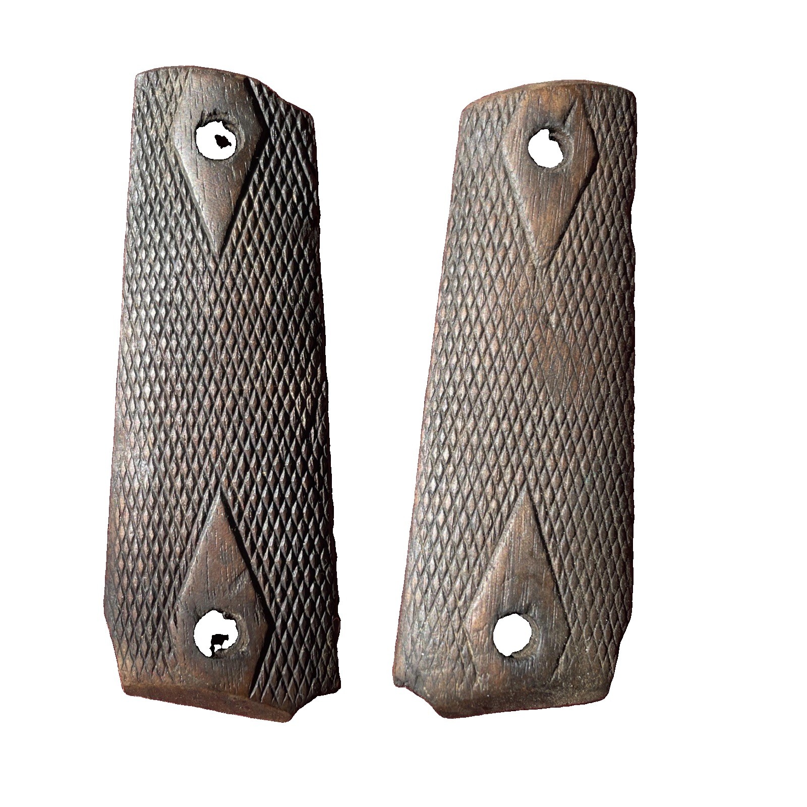 Original WWI Colt M1911 Walnut Grips Double Diamond US GI Military Vintage Wood