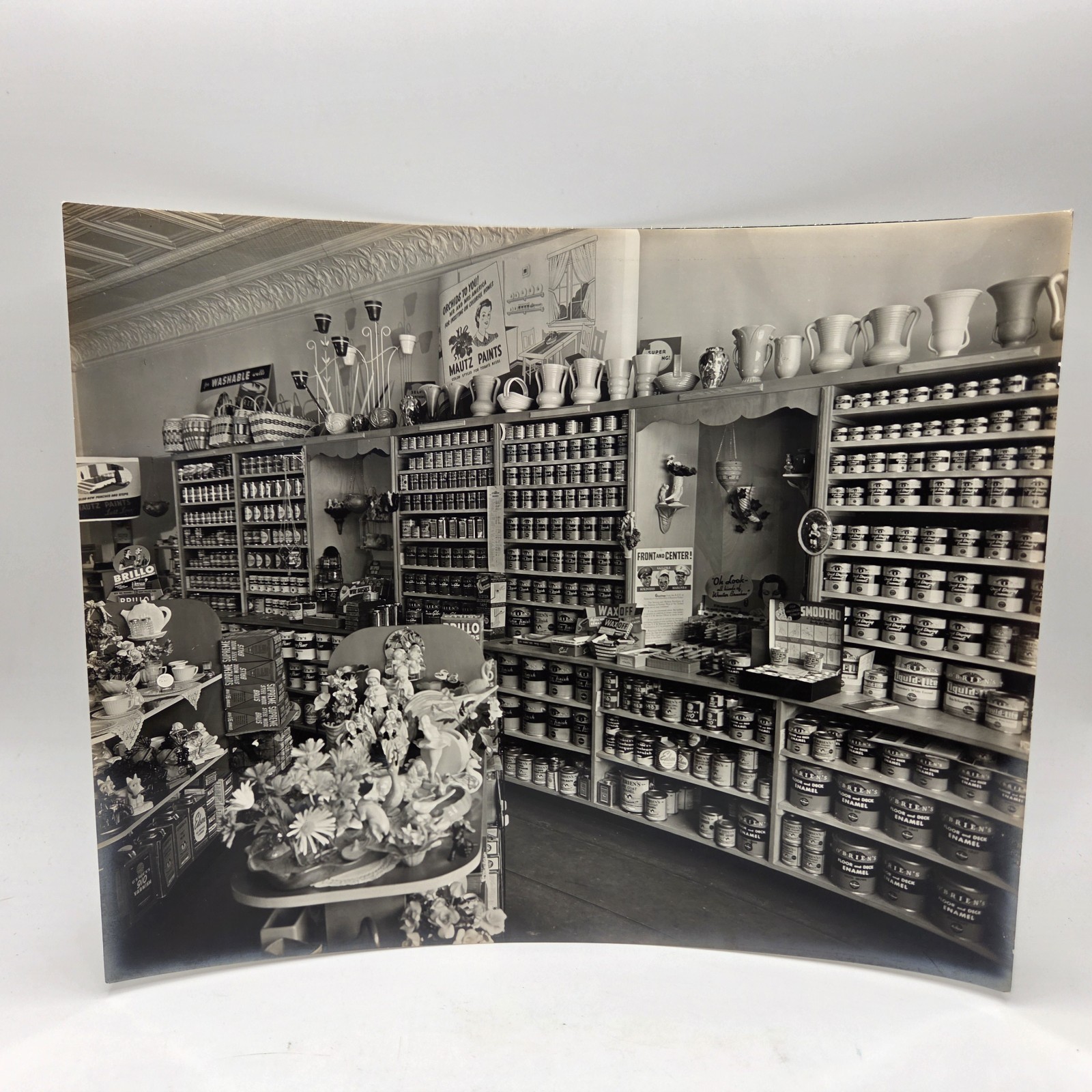 Vintage 8x10 Interior Photo 1950s Paint and Ceramics Store O\'Brien Paints Vintage 8x10 Interior Photo 1950s Paint and Ceramics Store O\'Brien Paints