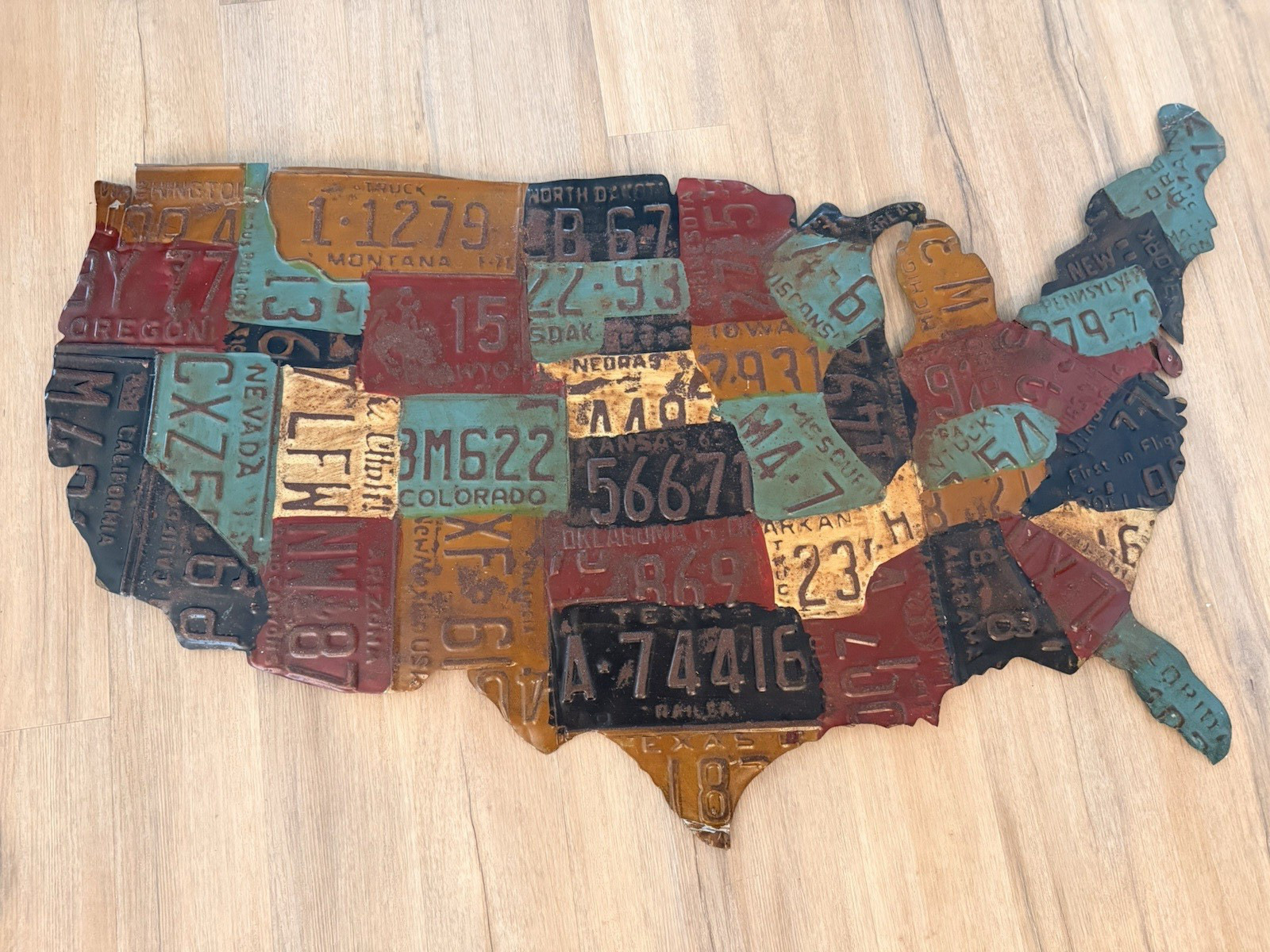 United States Map Wall Art Made from US License Plates