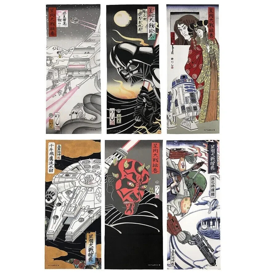 6 STAR WARS Ukiyoe TENUGUI Bundle Tapestry Bandana Towels