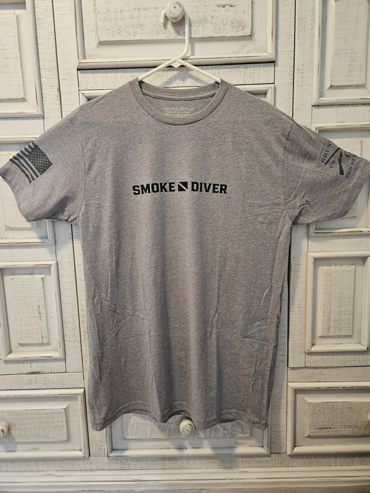 Smoke DIVER Grunt Style USA shirt Large firefighter ...gray