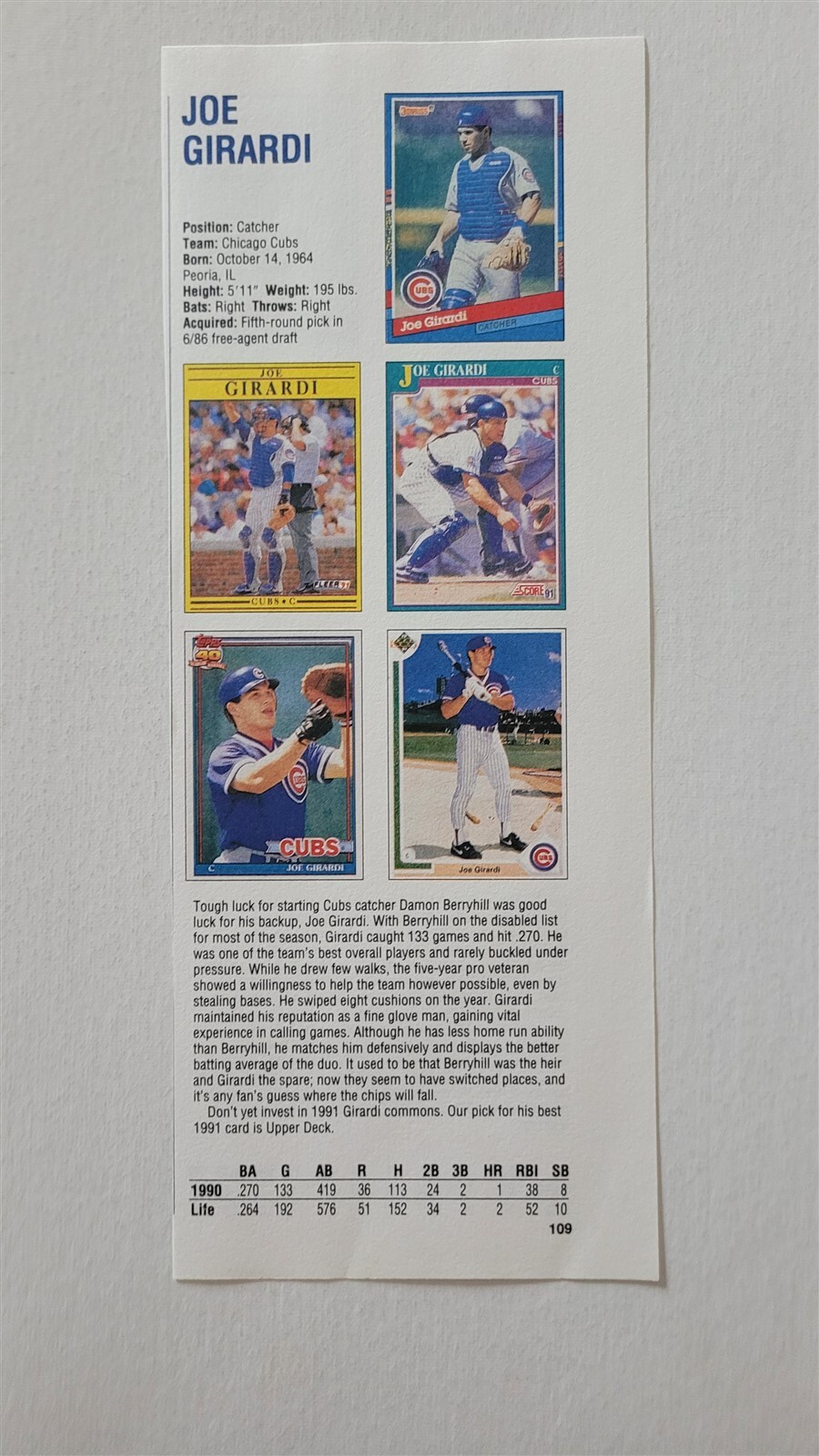 Joe Girardi & Dan Gladden 1991 Baseball Publication International Joe Girardi & Dan Gladden 1991 Baseball Publication International