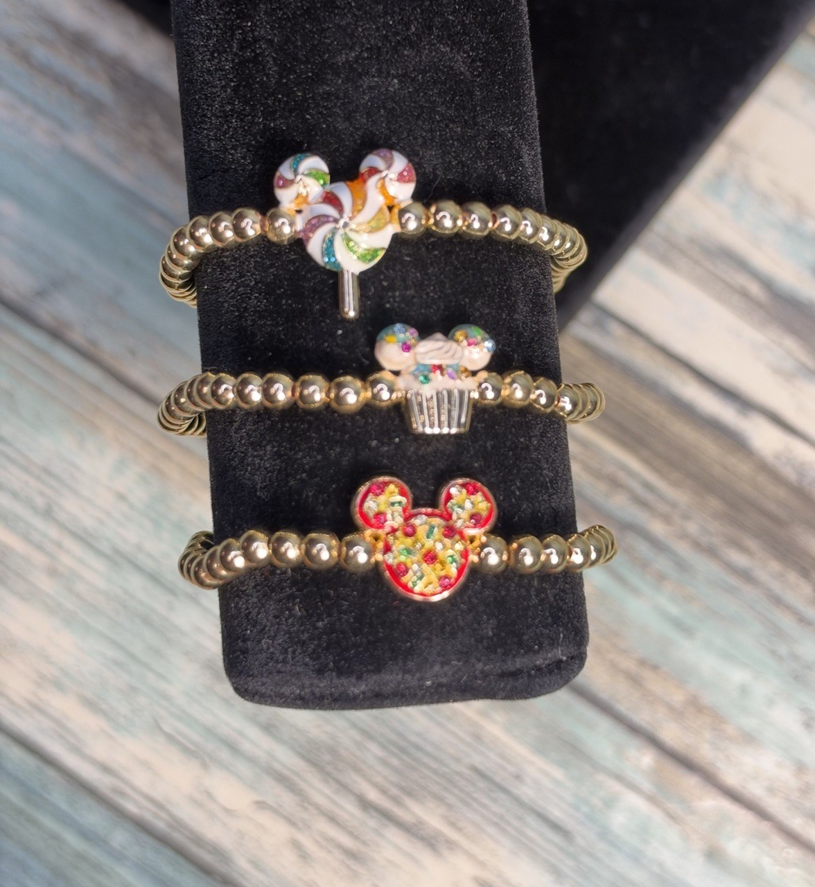 NEW Baublebar x Disney Character Bite Bracelets Lot of 3: Cupcake Pizza Lollipop