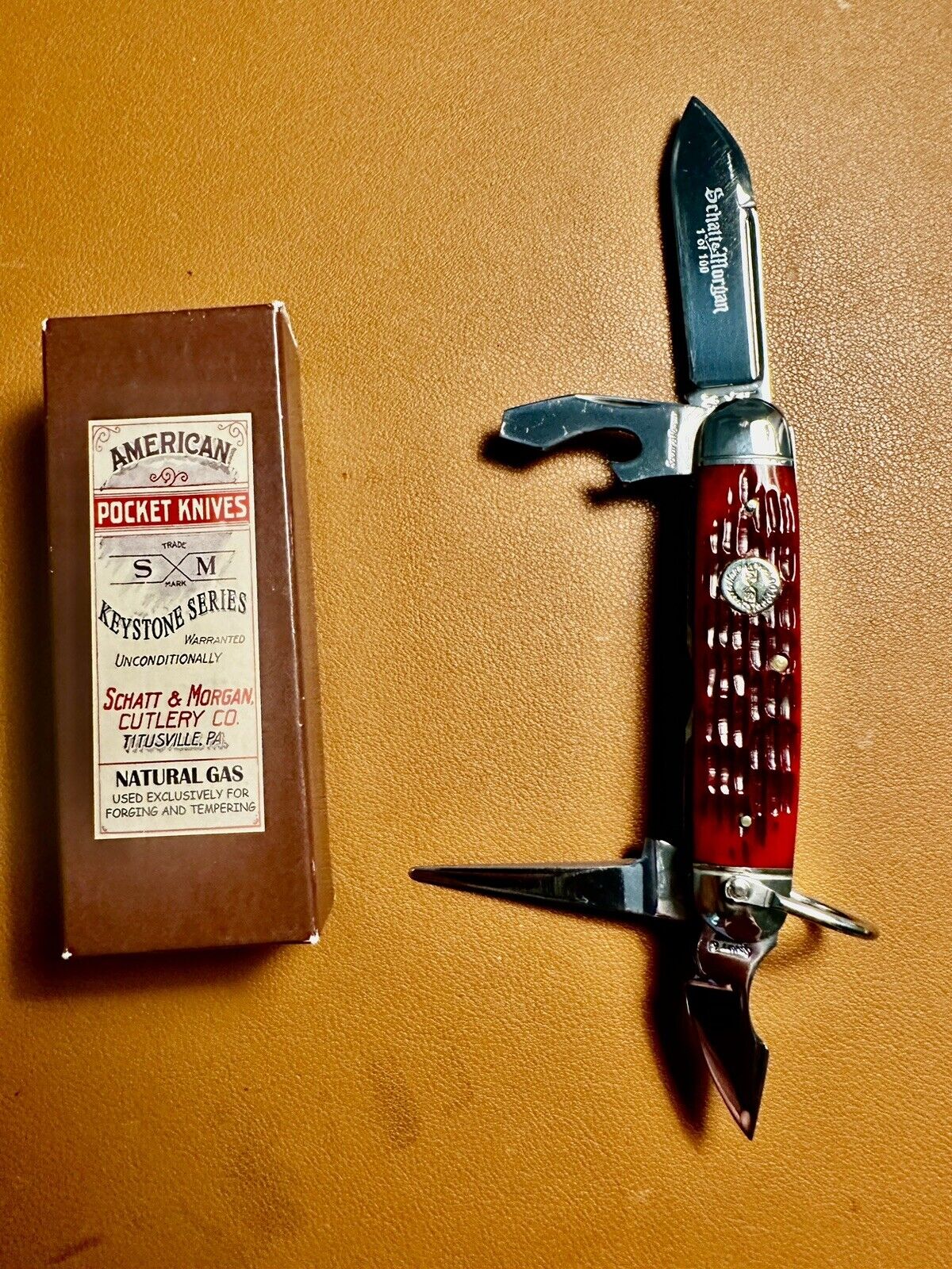 Schatt & Morgan Scout Red Jig Bone Scout Knife 0442SK 2006 1/100