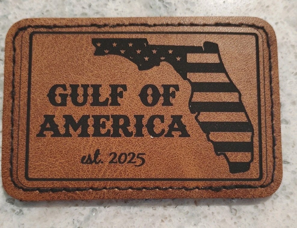 Gulf Of America Laser Engraved Morale Patch Hook & Loop 3x2 Tan Leatherette 