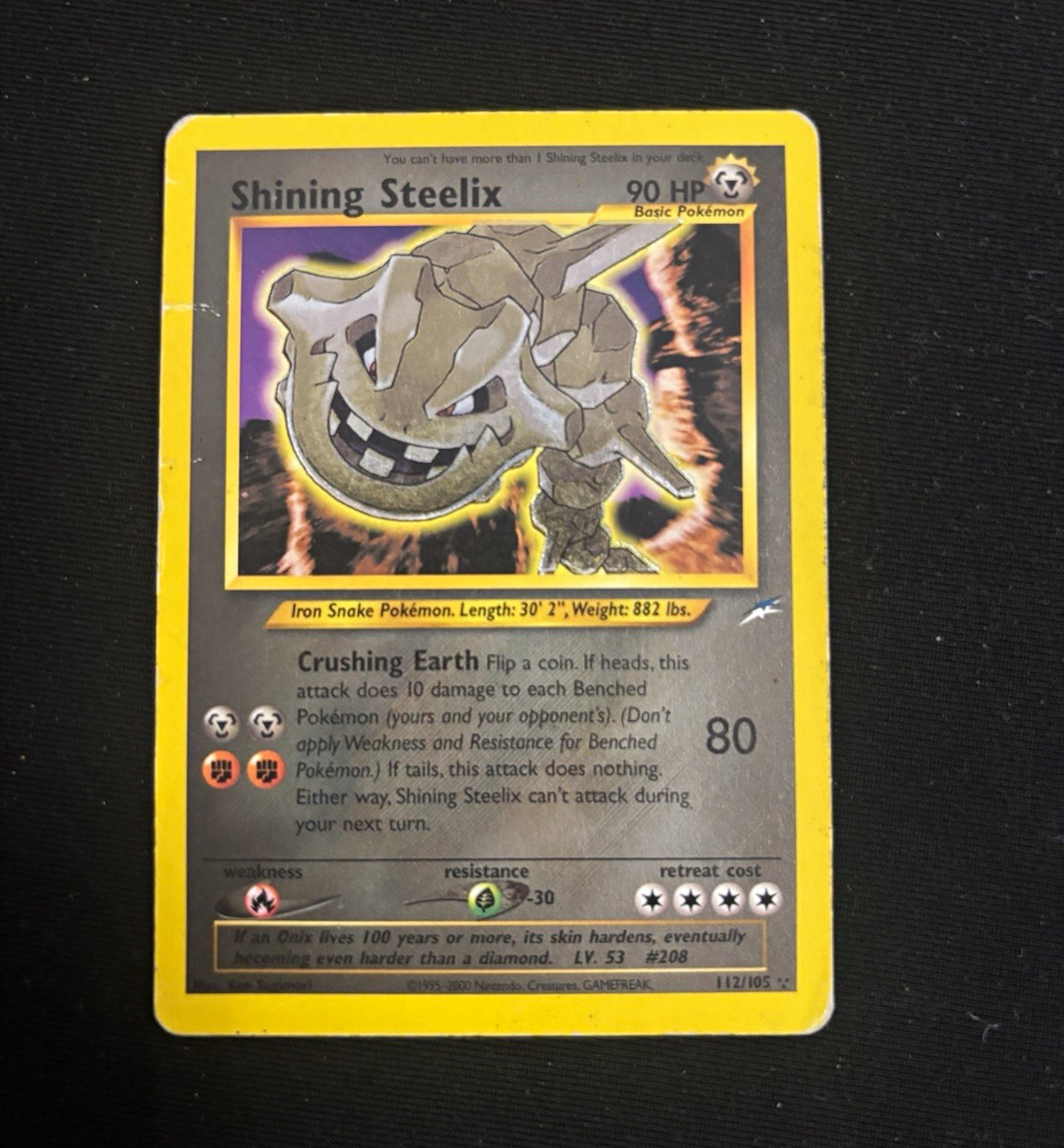 Pokémon Neo Destiny Shining Steelix 112/105 Secret Rare Holo English Heavy Play