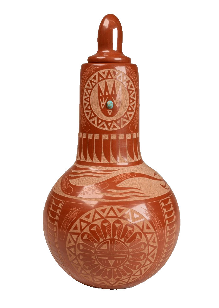 Santa Clara / Sioux Pottery by Elmer Red Starr Made in 1983   7.5\