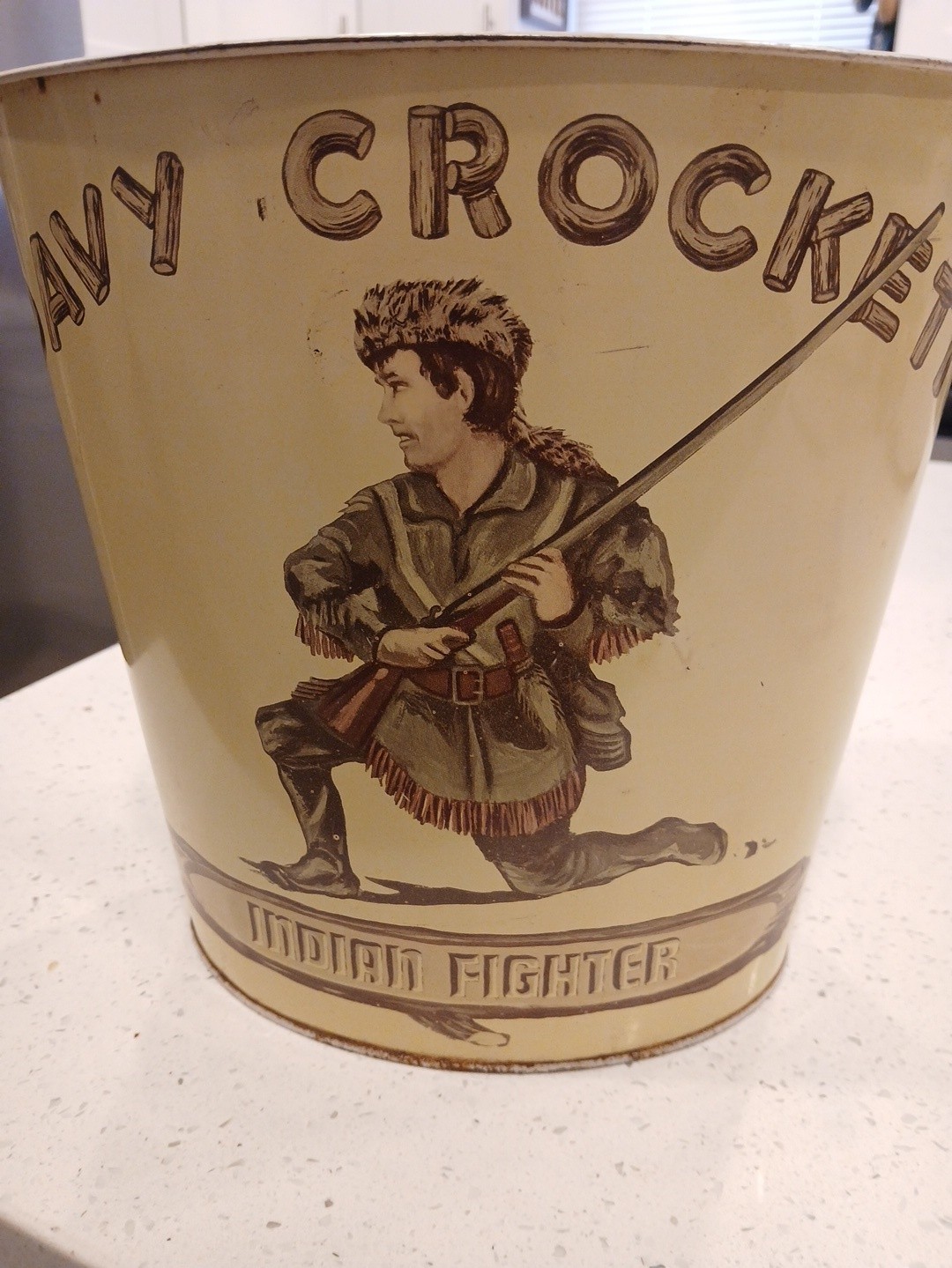 Davy Crockett 1950s Metal Trash Can