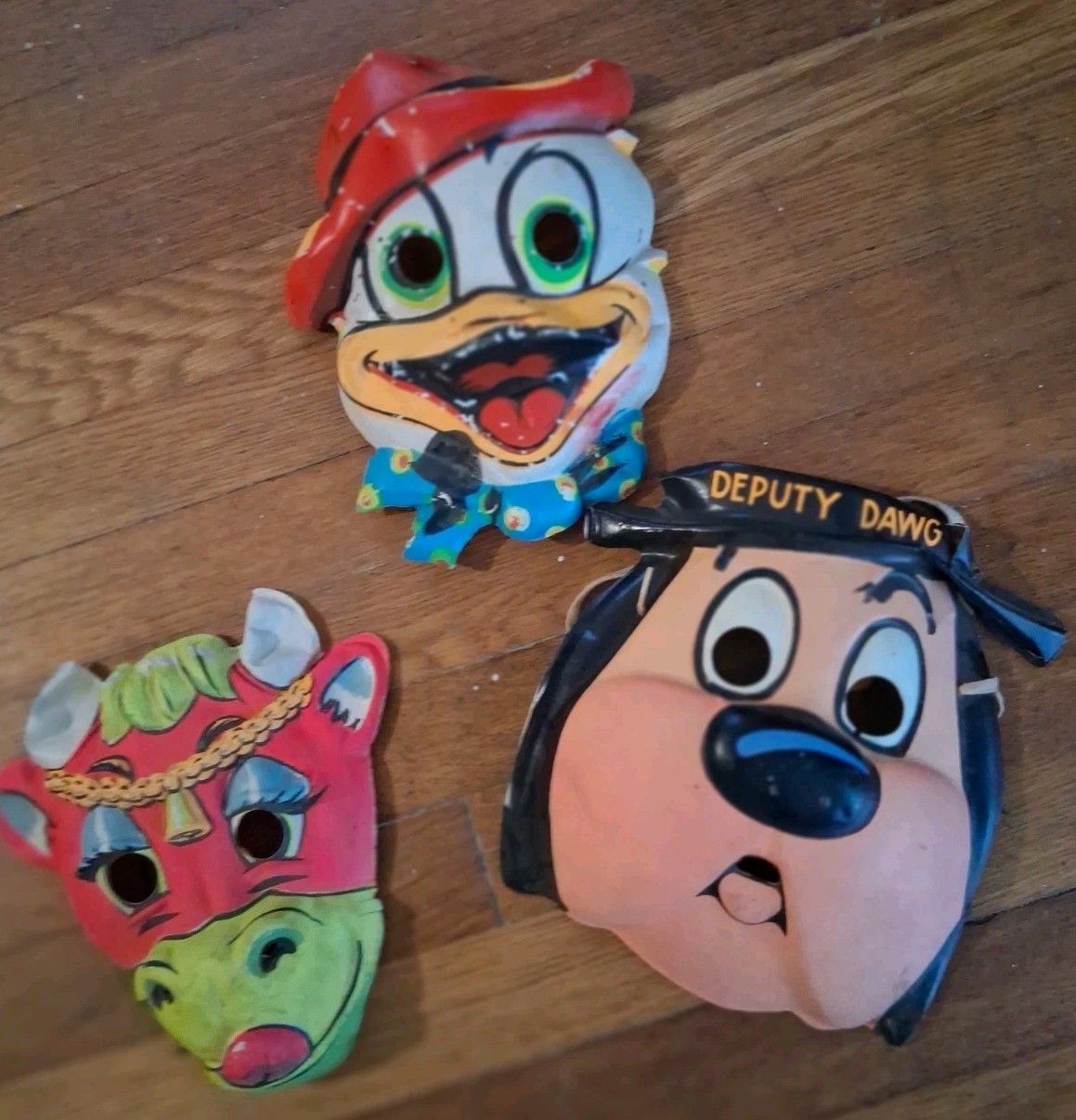 Vintage 70’s Collegeville SKELETON, CLOWN / HOBO & COW Costume Masks HALLOWEEN