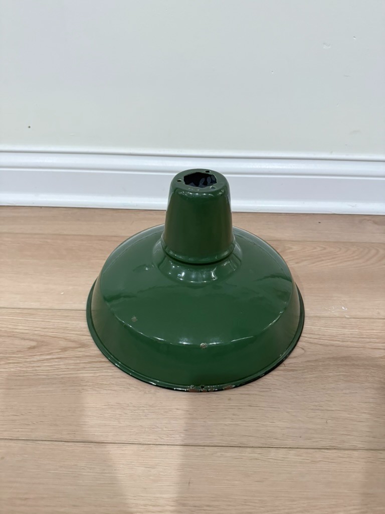 Refurbished Original Vintage Green Enamel Industrial Barn Light Shade - 12 Inch