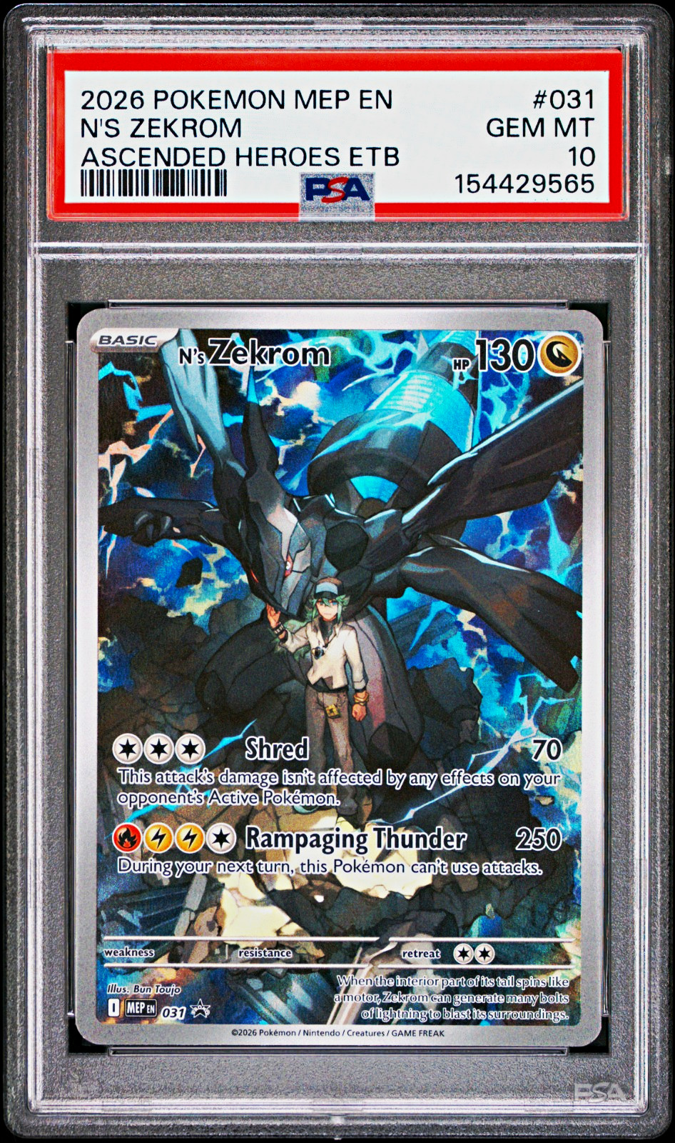 2026 Pokémon N's Zekrom #031 Ascended Heroes ETB English PSA 10