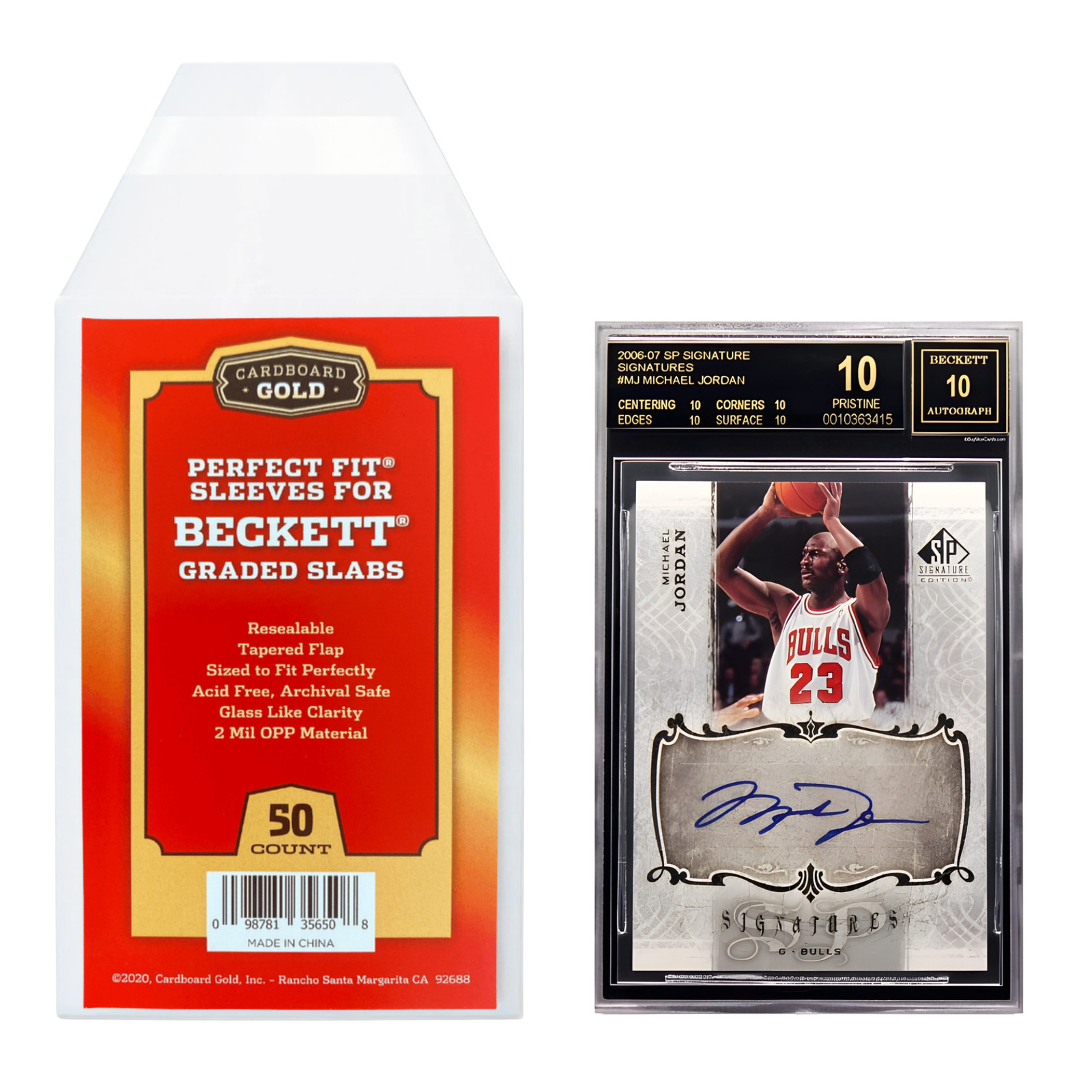 50ct Perfect Fit Graded Card Sleeves - Beckett Size Cardboard Gold