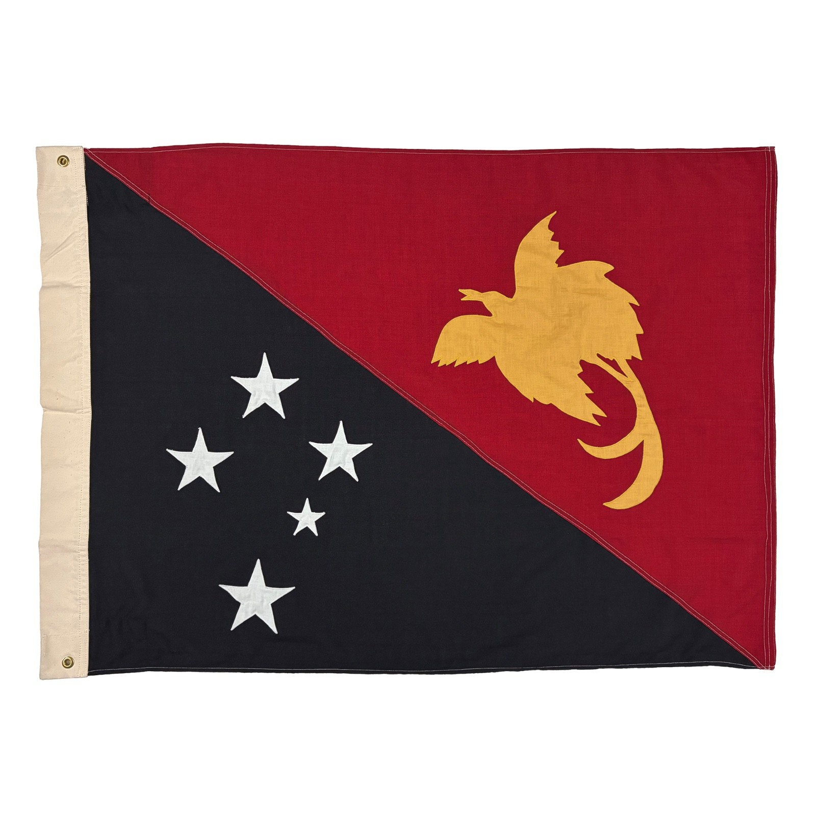 Vintage Sewn Cloth Papua New Guinea Flag Wool Blend Textile Art Decor Oceania