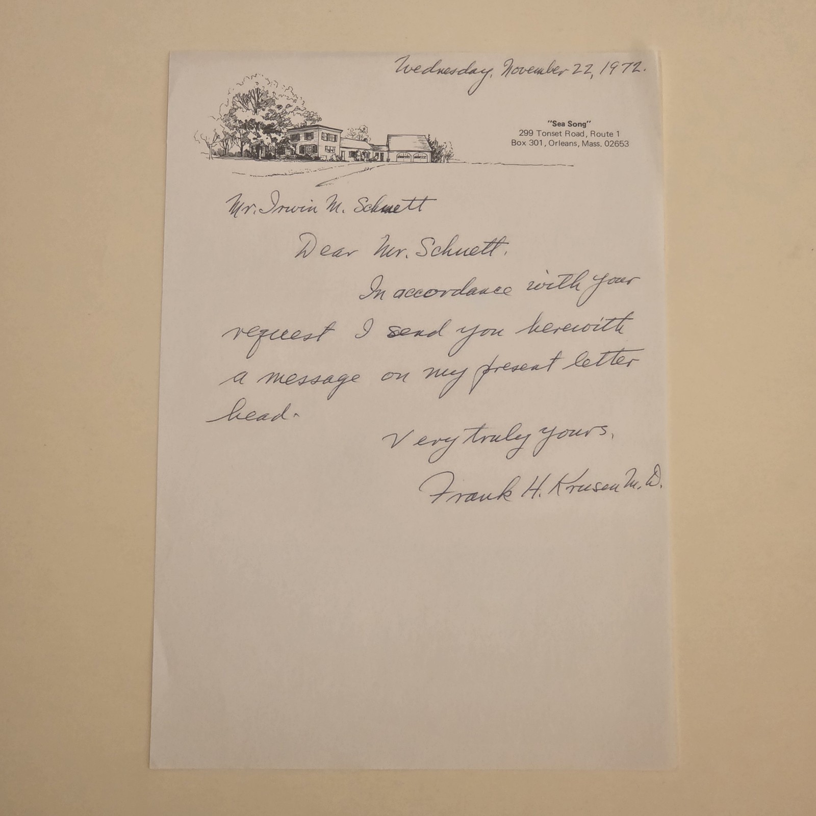 Rare Frank H Krusen Signed Author Doctor Autograph Auto Dr Mayo Clinic MD