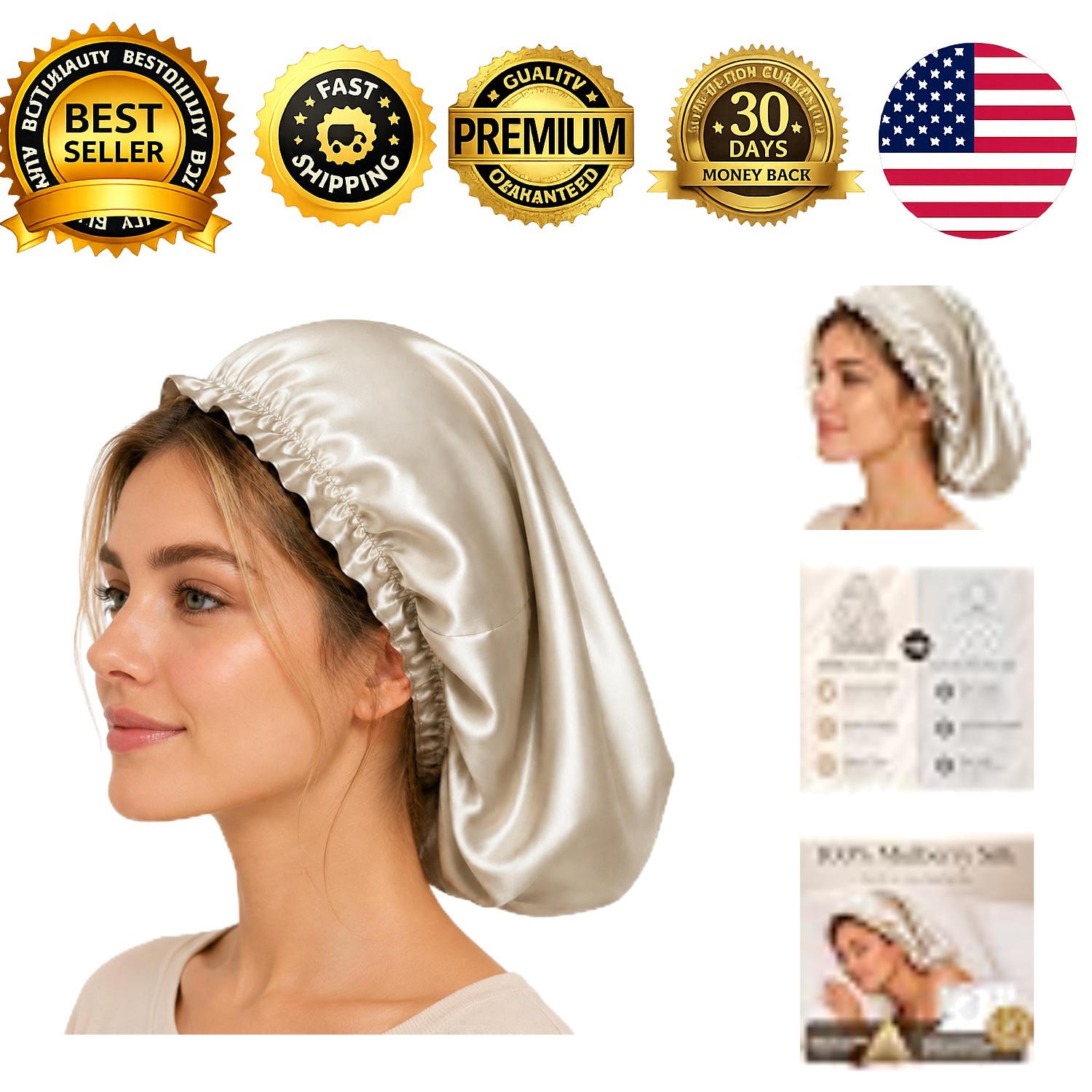 Mulberry Silk Sleep Bonnet 100% Silk Hair Protection for Women Mulberry Silk Sleep Bonnet 100% Silk Hair Protection for Women
