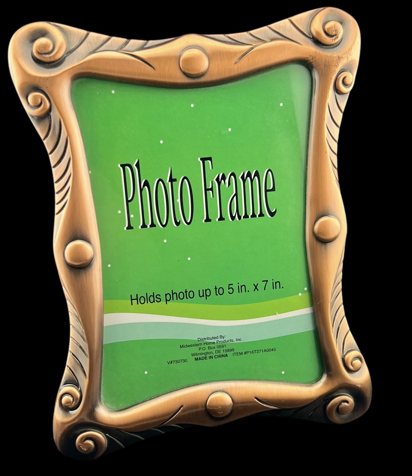 Lovely Copper Metal Picture Frame With Swirls For 5x7” Photo Unused