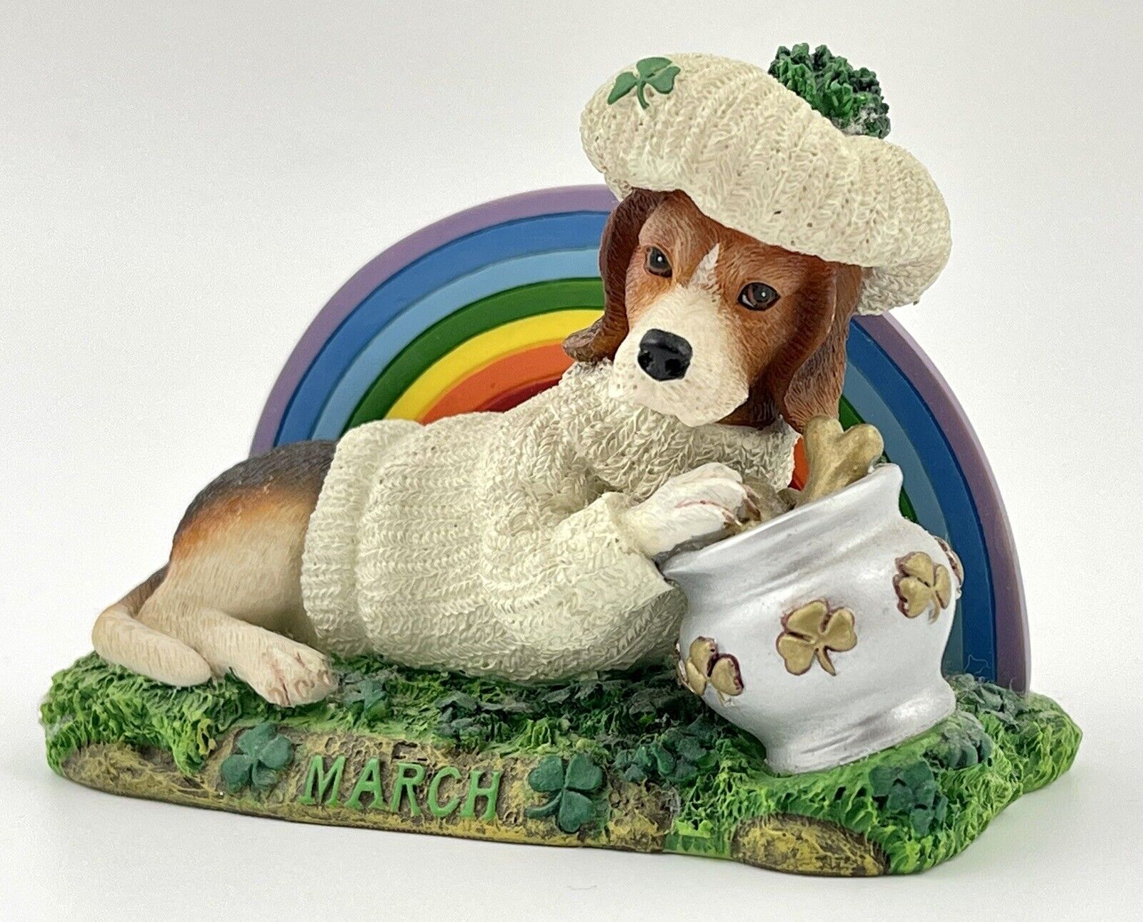 Danbury Mint Beagle Dog MARCH Month Perpetual Calendar Figurine Figure DAMAGE