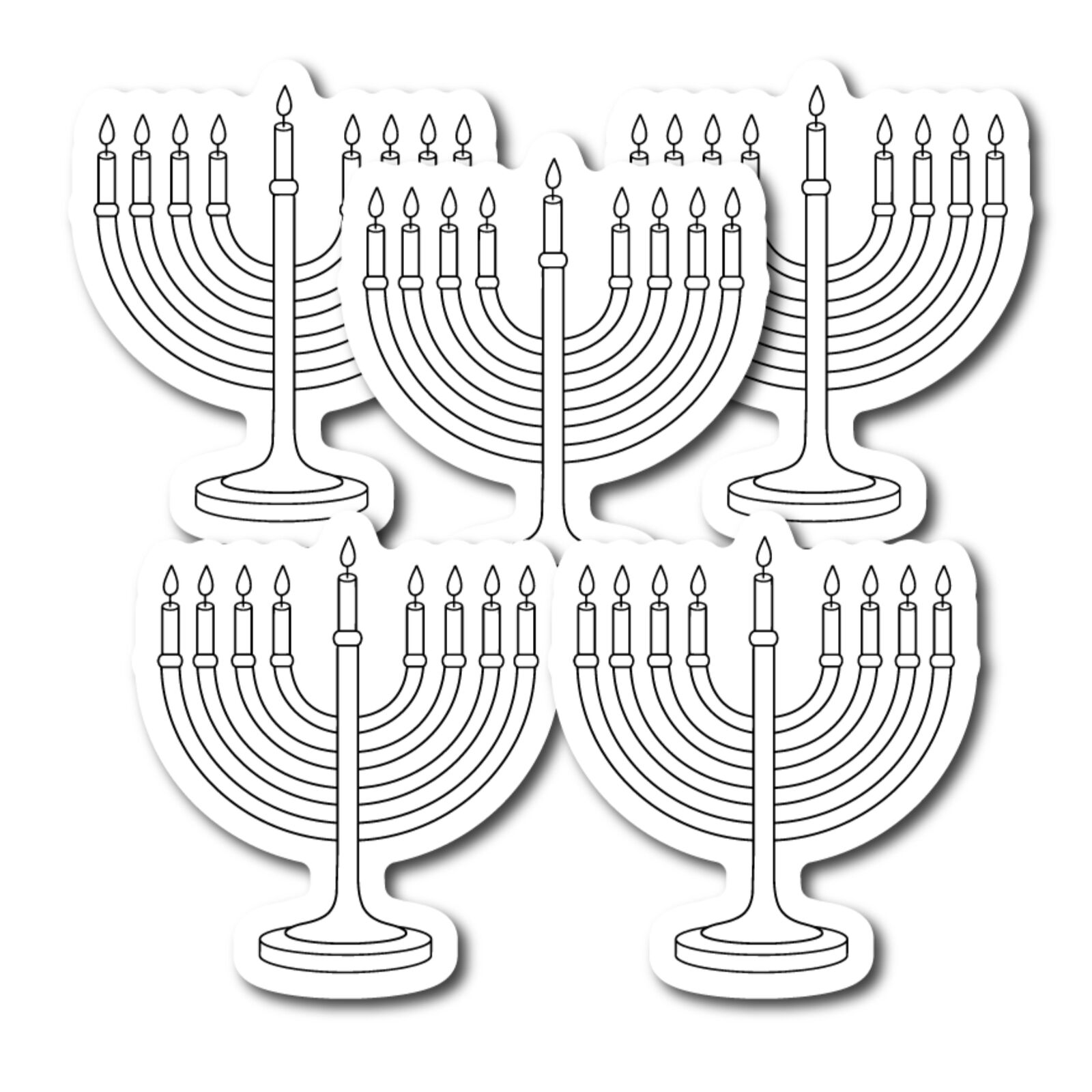 Color Your Own Hanukkah Menorah DIY Holiday Magnet Decal, 5 Menorah Pack, Gift