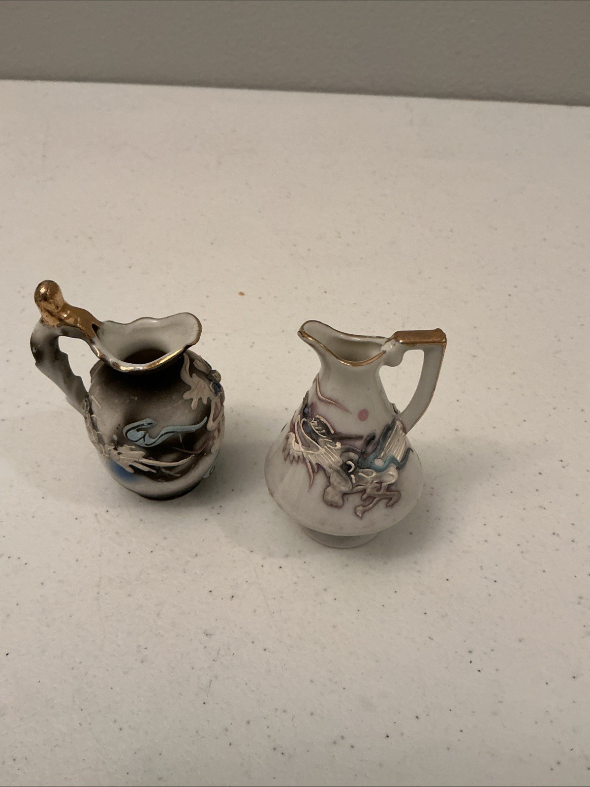 Vintage Japanese Moriage Dragonware Miniature Pitchers