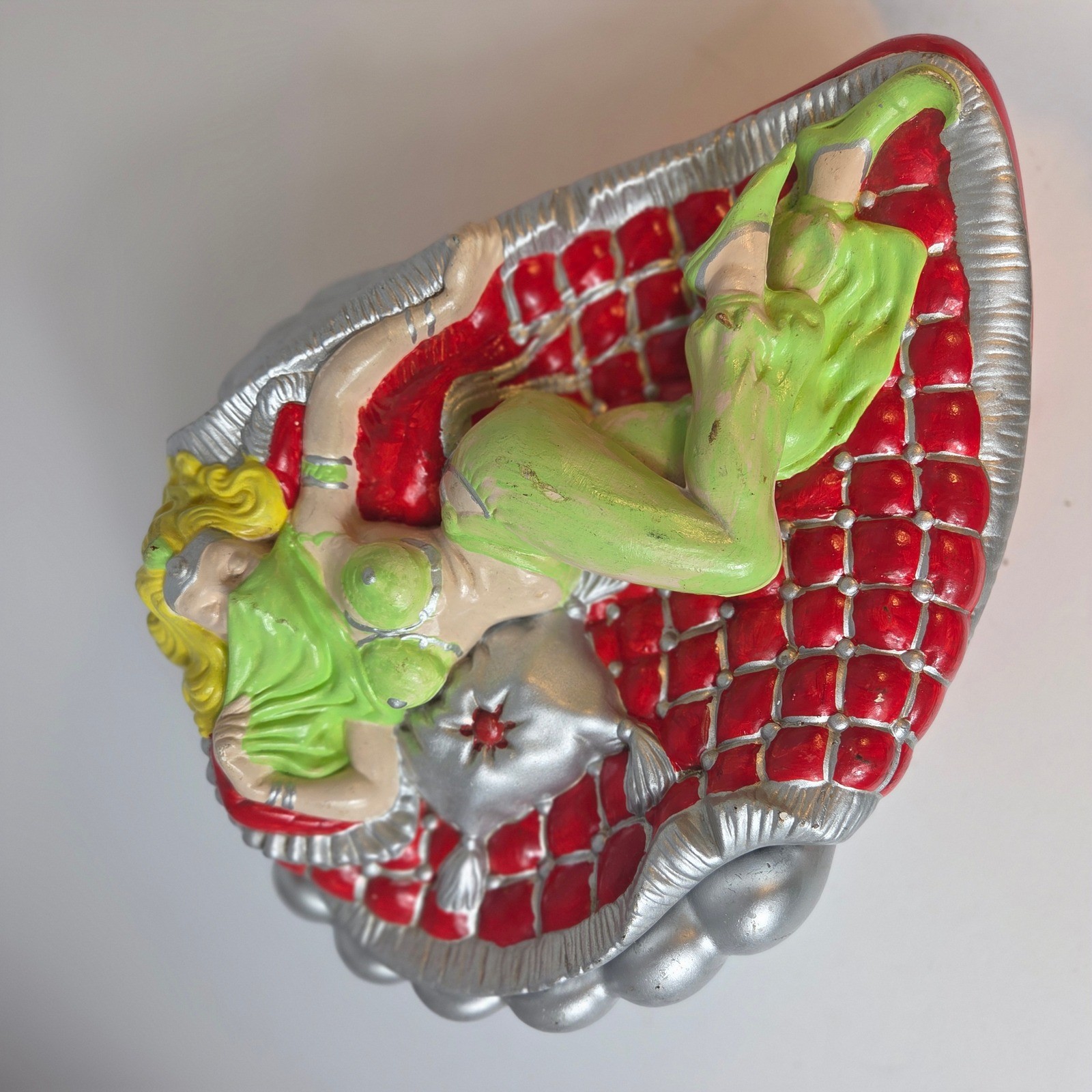 Vintage Atlantic Mold Ceramic Harem Girl Trinket Box Red Silver Mid Century Vintage Atlantic Mold Ceramic Harem Girl Trinket Box Red Silver Mid Century
