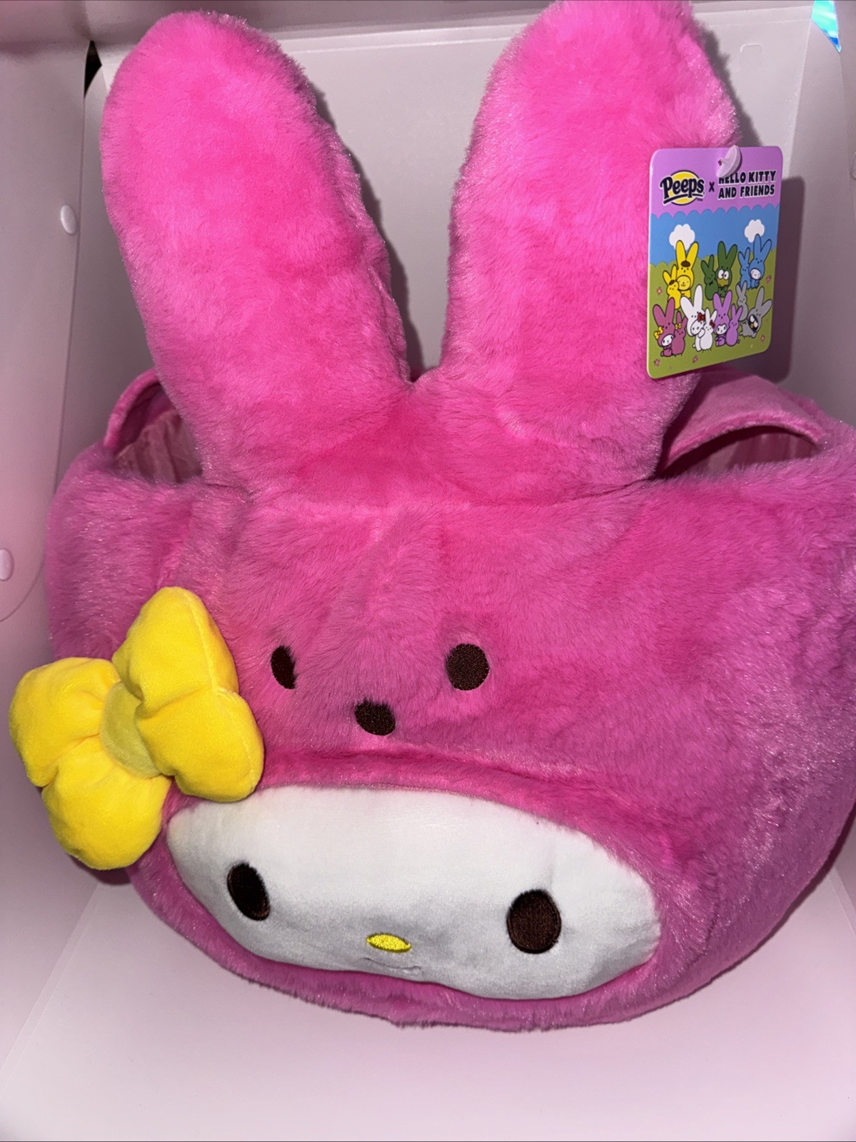 My Melody Pink Peeps  Jumbo Easter Bunny Basket W/Handle New With Tags