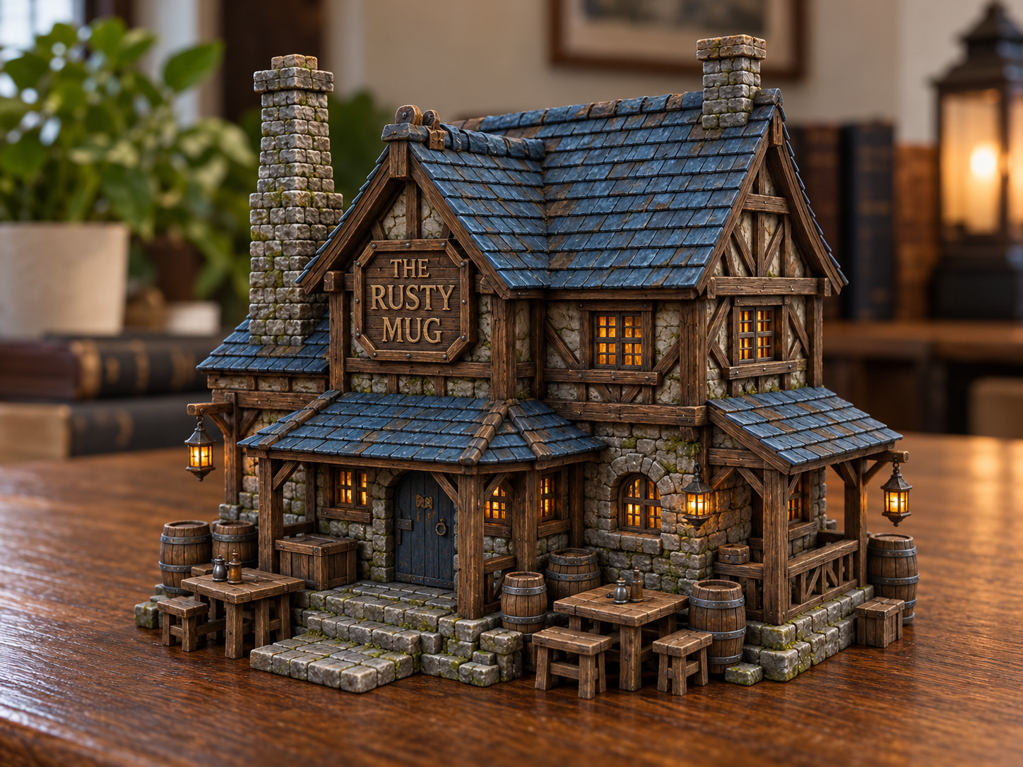 Medieval Tavern House 3D Printed Unpainted D&D Tabletop Decor Model Gift Medieval Tavern House 3D Printed Unpainted D&D Tabletop Decor Model Gift
