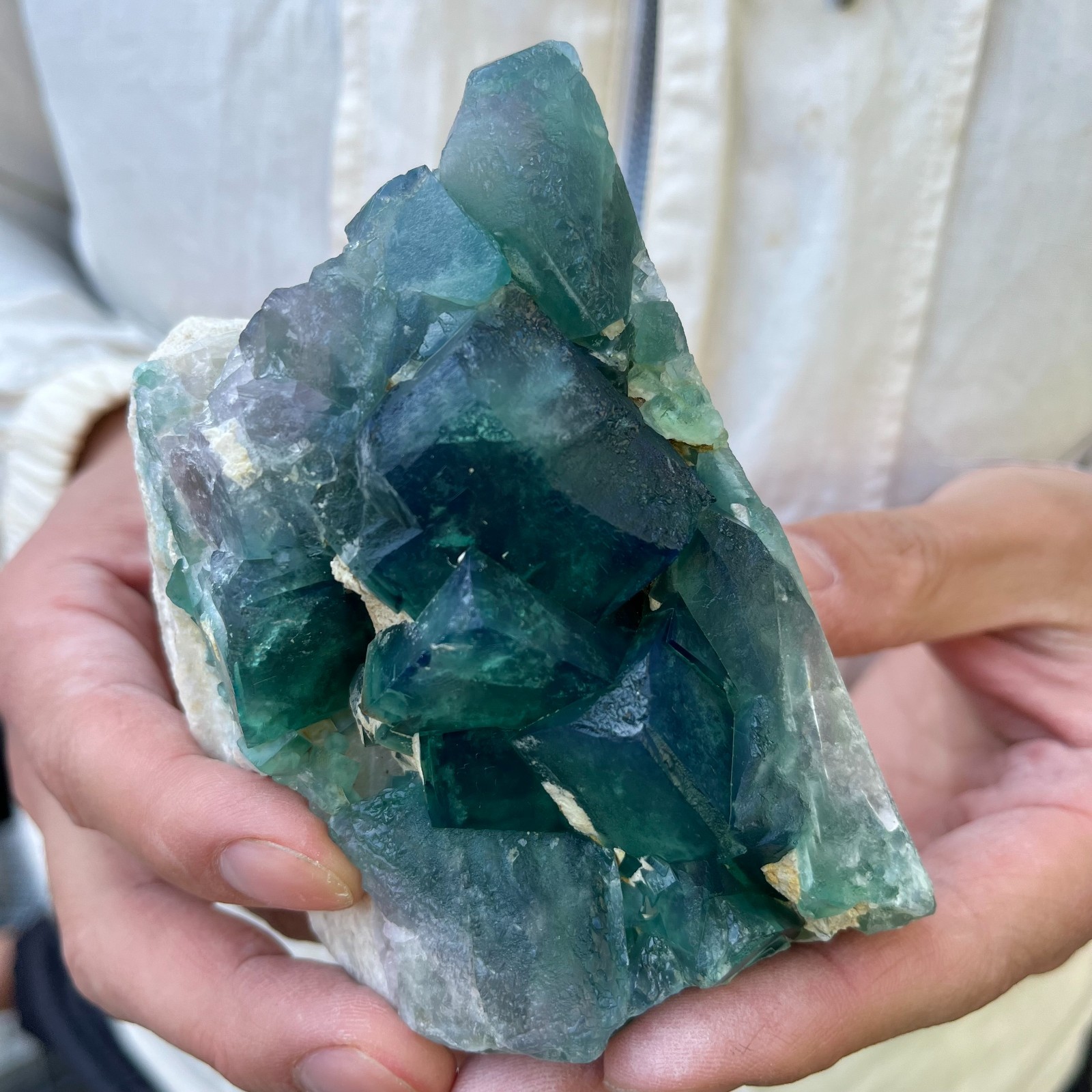 1.3LB  Natural cubic green fluorite crystal cluster rough mineral specimen