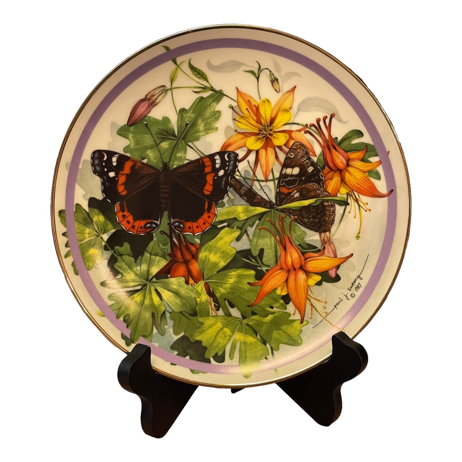 Butterfly Garden Plate Red Admiral 4861B 1986 Paul J. Sweany Hamilton Collection
