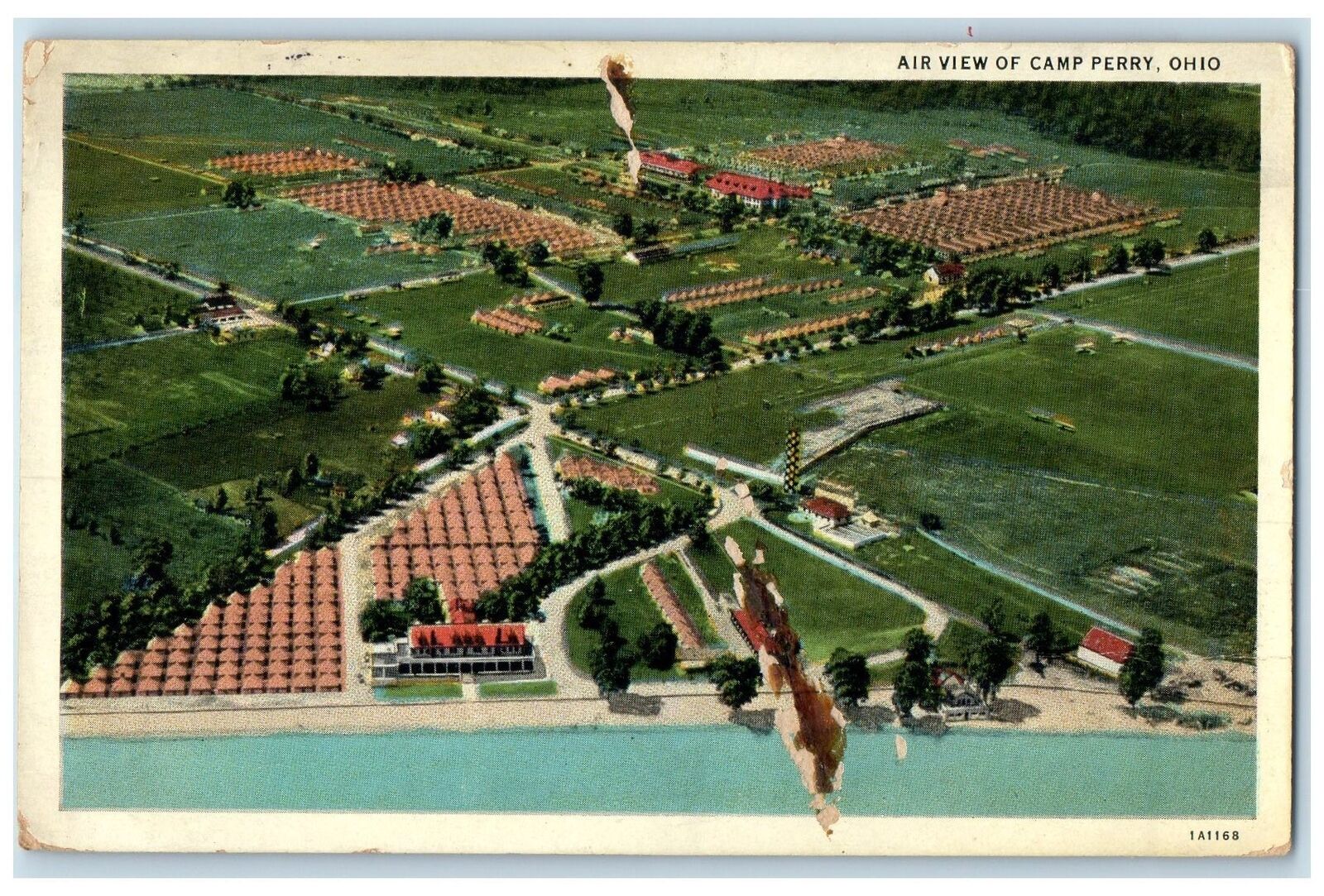 1932 Air View Lake Erie Housing Buildings Of Camp Perry Ohio OH Posted Postcard