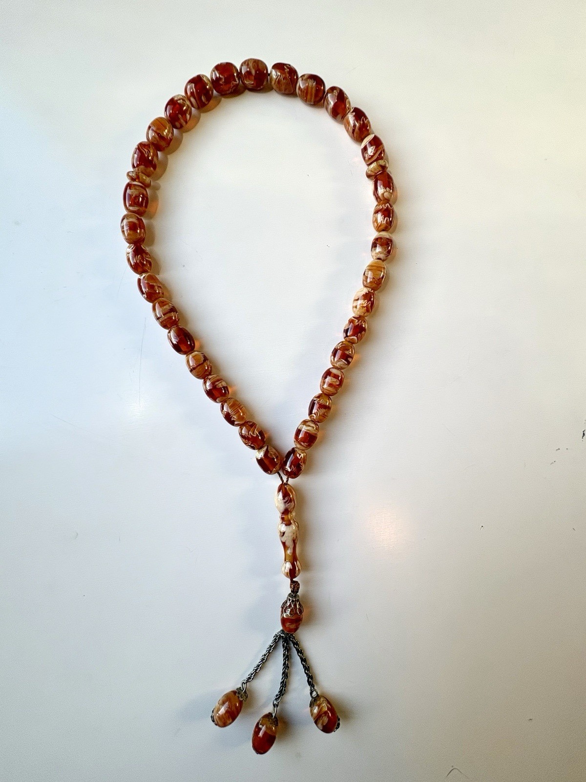 Vintage Marbled Faturan Style Catalin Amber Tasbih Misbaha 33 Prayer Beads