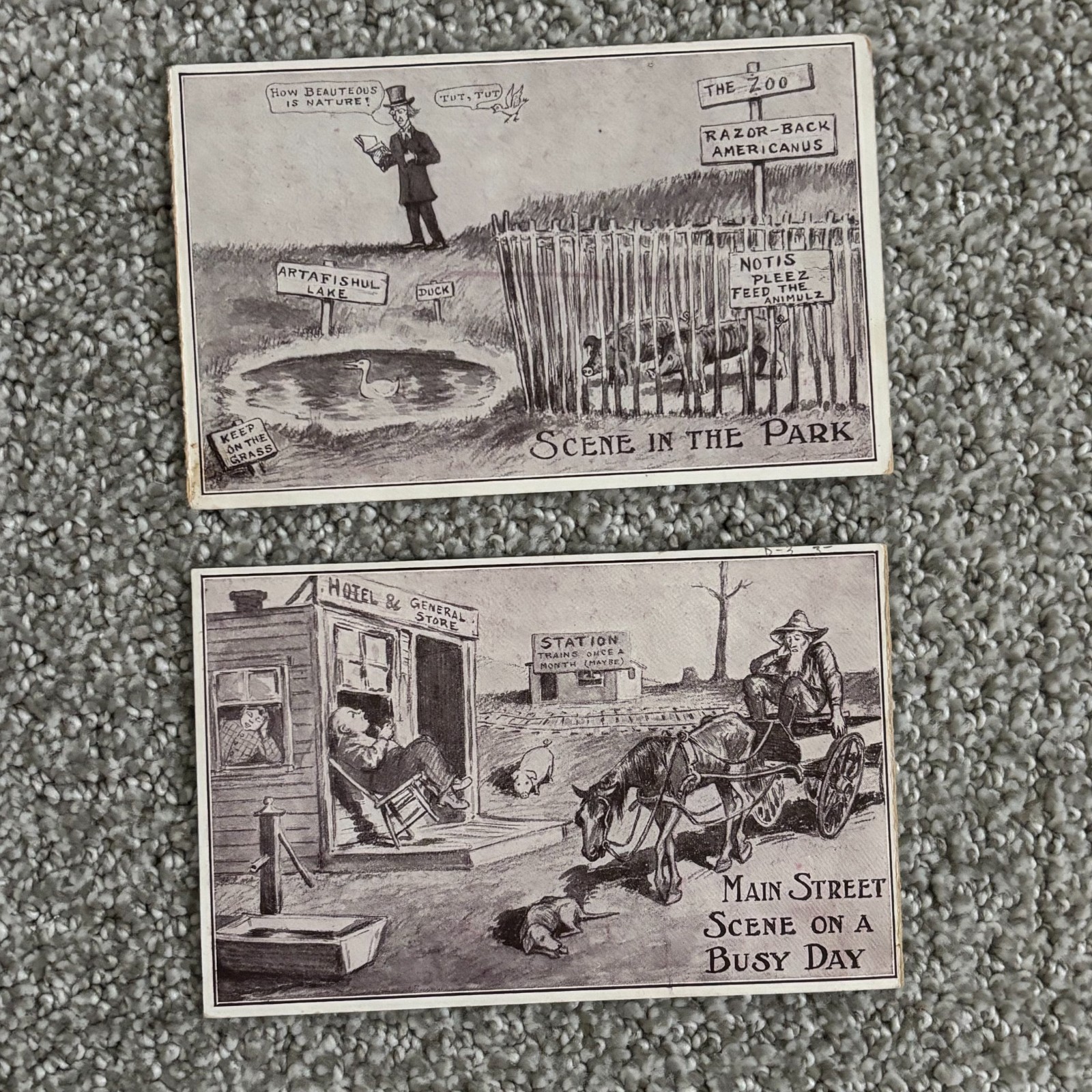 Vintage Comic Postcards Lot of 2 Humorous Cartoons Greetings Maxwell 1909