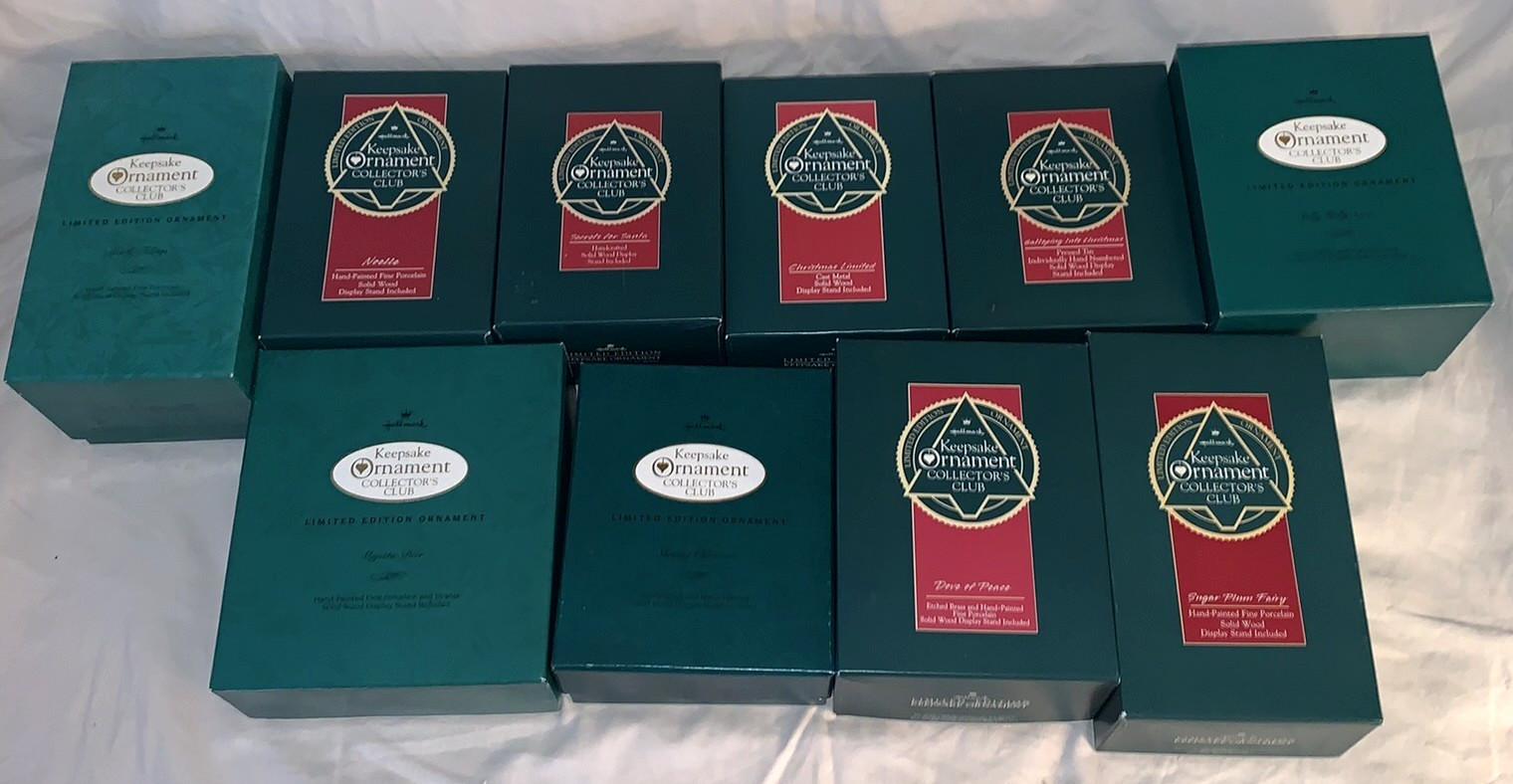 Great Lot  10  1990s  Vintage  Collector's Club  Hallmark Ornaments  on Stands