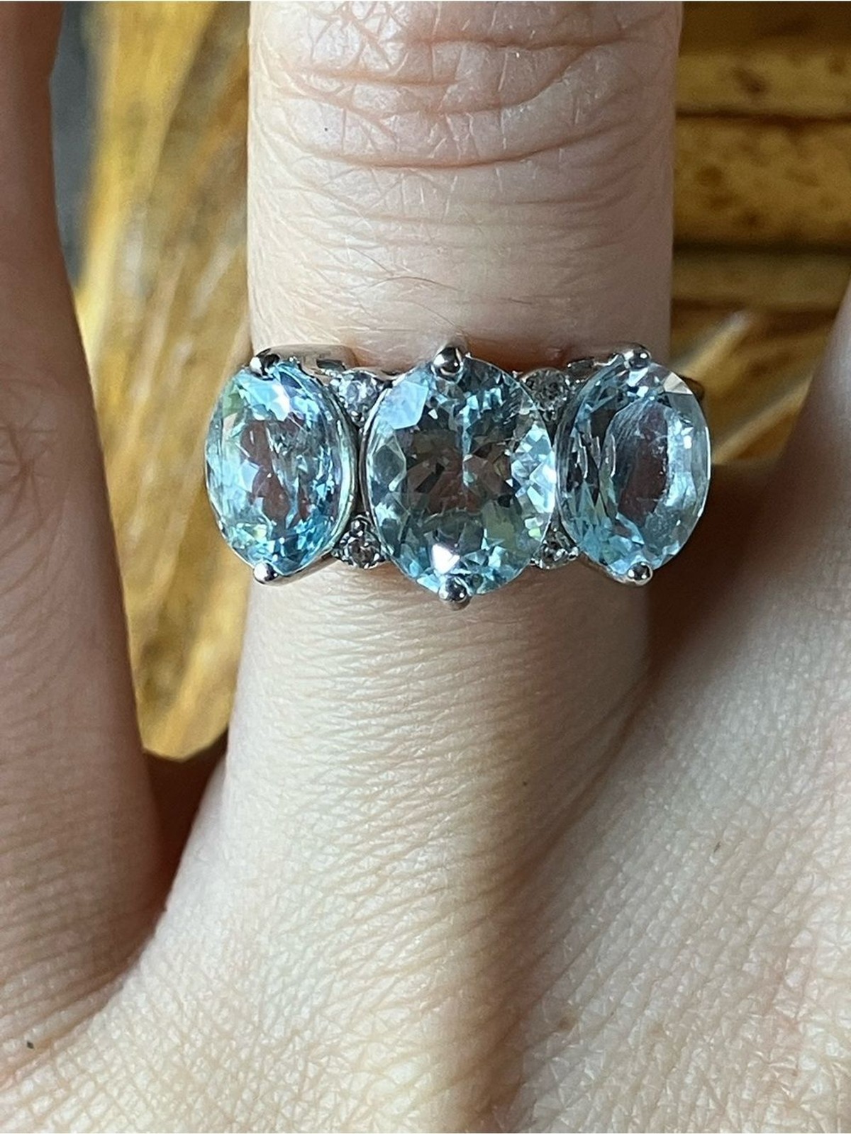 Genuine Aquamarine Sterling Silver Ring Size 6 Genuine Aquamarine Sterling Silver Ring Size 6