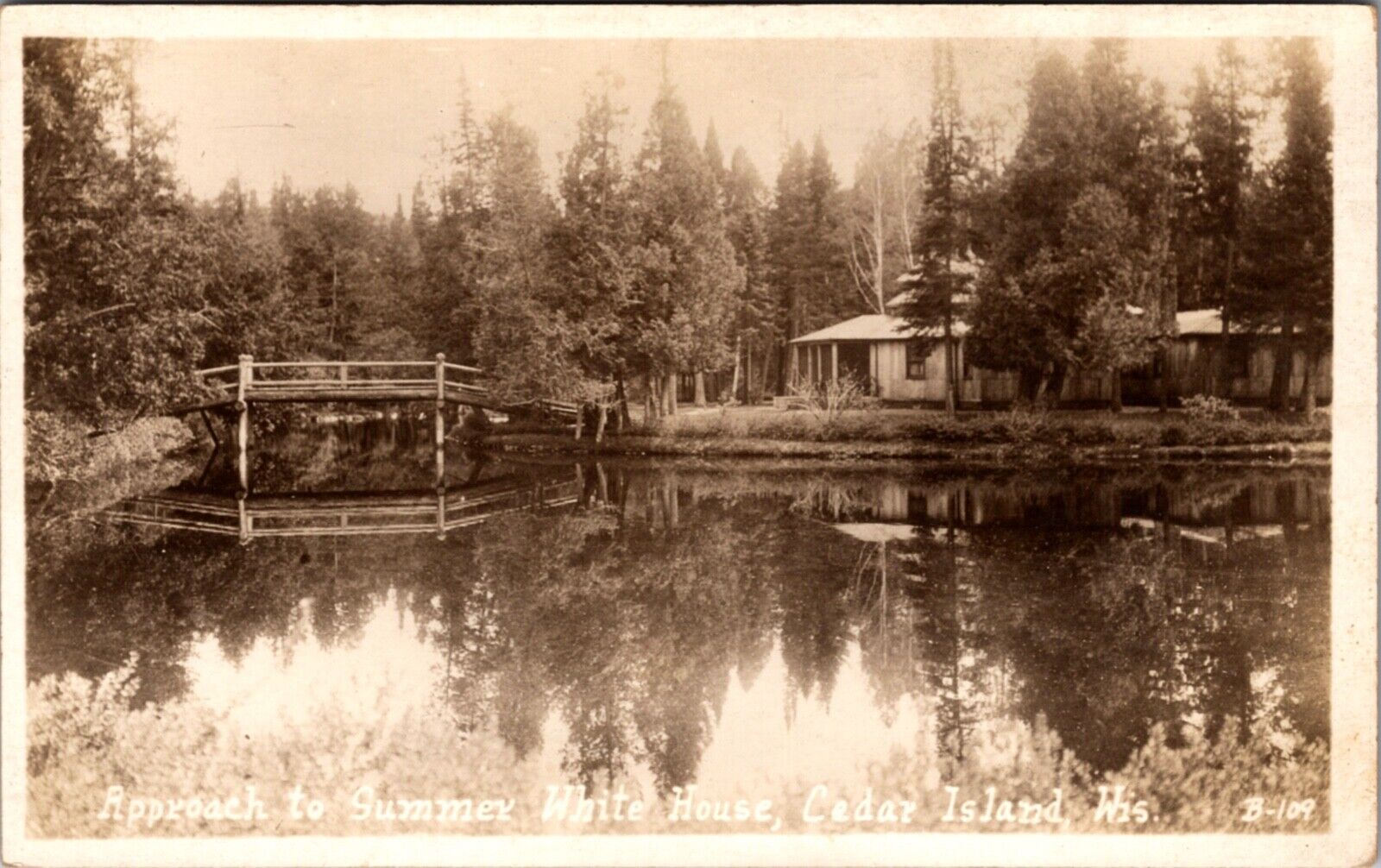 Real Photo Postcard Approach to Summer White House in Cedar Island, Wisconsin
