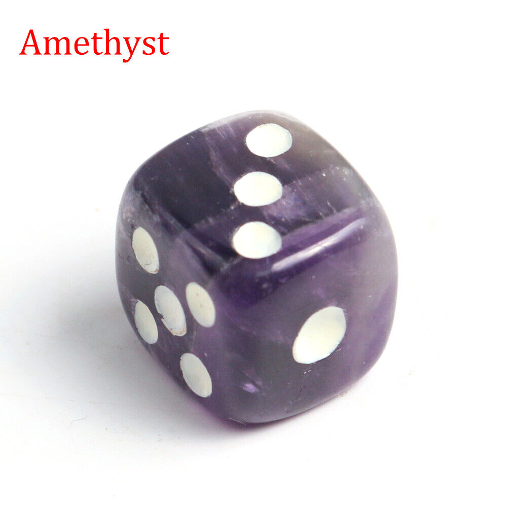6 Sided D6 Dots Dice 15mm Crystal Stones Quartz Gemstone Carving Gifts Game Tool