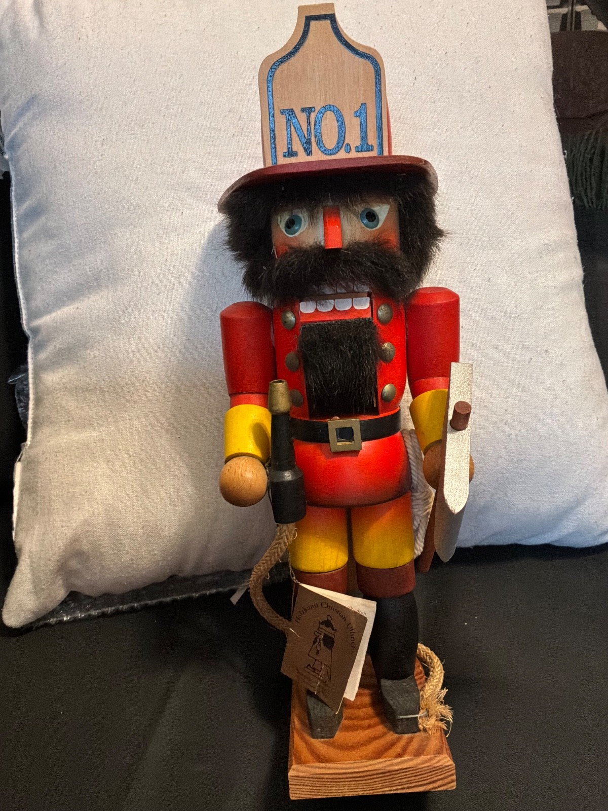 Vtg. 1988 Ulbricht Wooden Firefighter Christmas Nutcracker W Orig. Wrist Booklet Vtg. 1988 Ulbricht Wooden Firefighter Christmas Nutcracker W Orig. Wrist Booklet