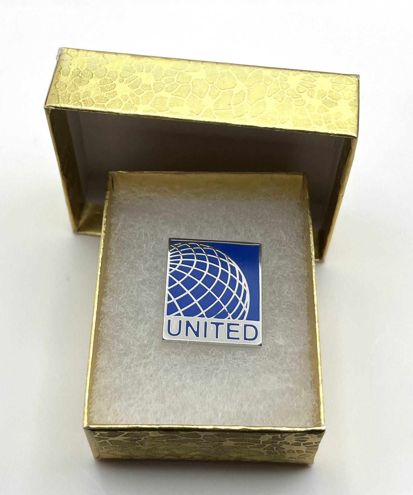 United Airlines Globe Logo Square Lapel Pin Cloisonné Repro Gift