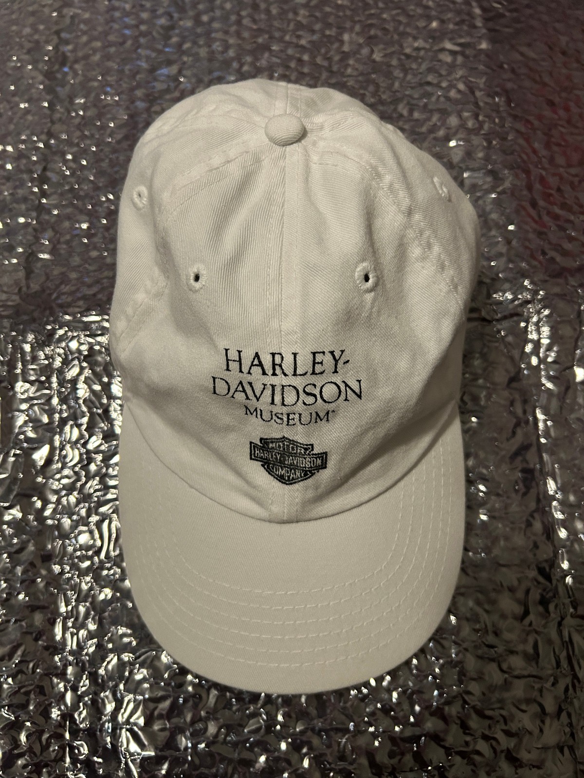 Vintage Harley Davidson Museum Baseball Cap Hat White Adjustable OSFA