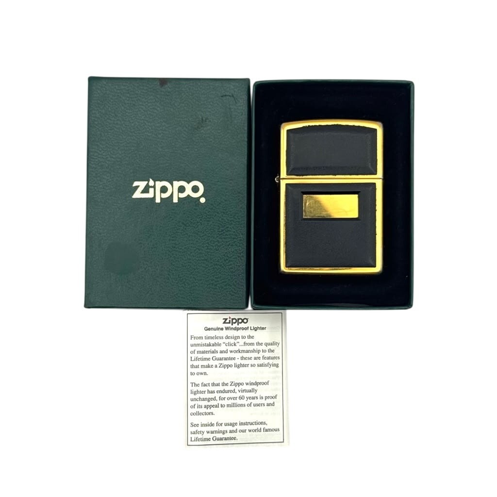 Zippo 1994 Black Elegance Gold-Tone Trim Lighter with Box & Leaflet Zippo 1994 Black Elegance Gold-Tone Trim Lighter with Box & Leaflet