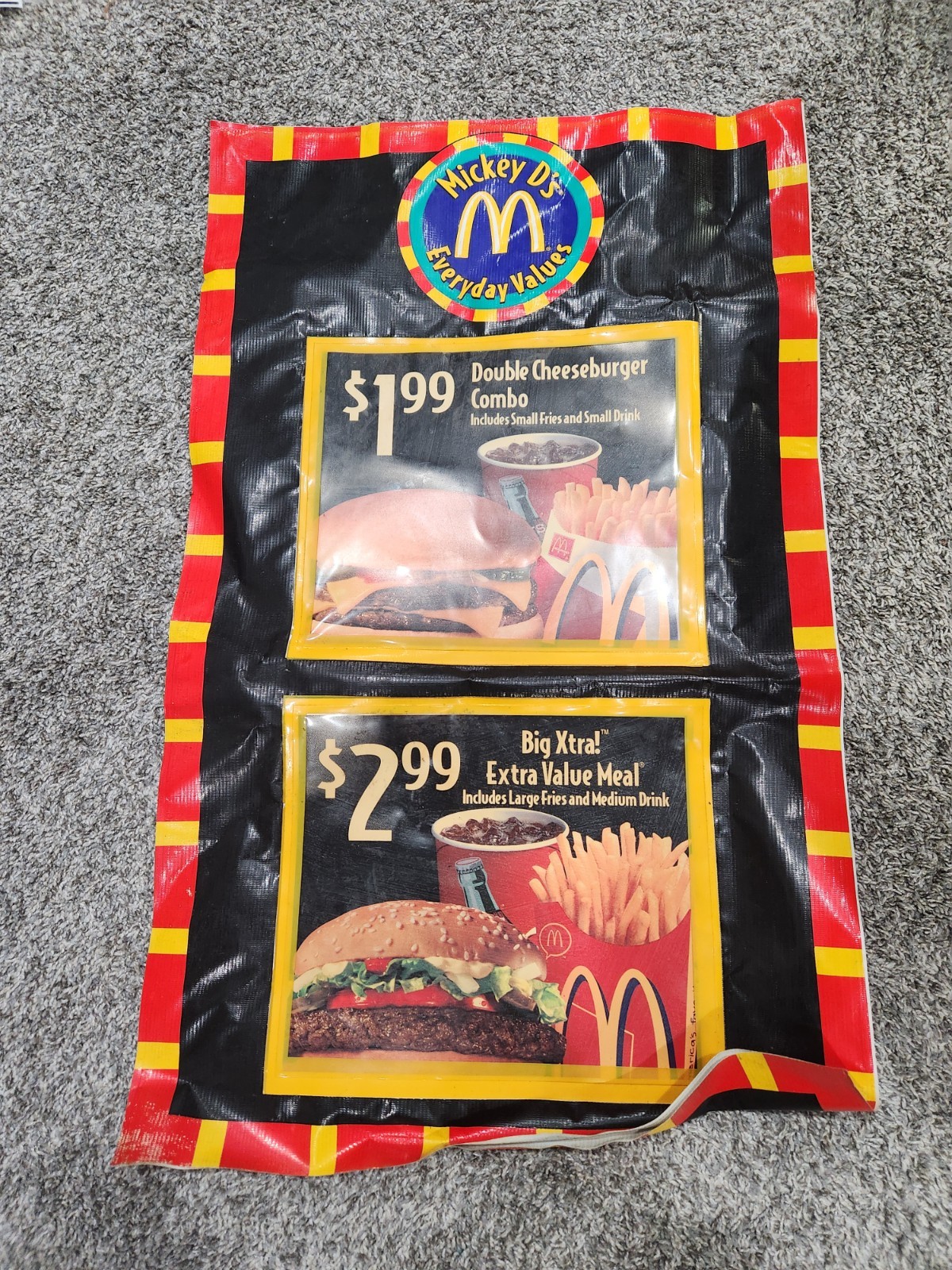 Vintage 1999 McDonalds Mickey D\'s Everyday Values Window Advertising 21.5\