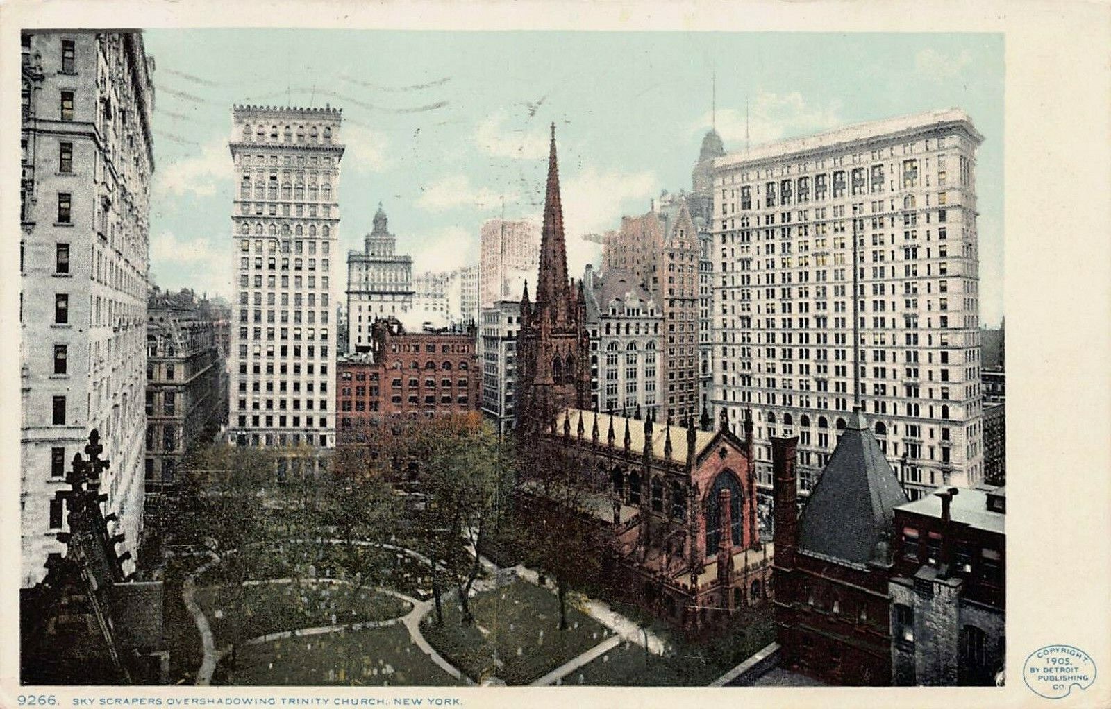 Skyscrapers and Trinity Church, N.Y.C.,1905 Postcard, Detroit Publishing Co.