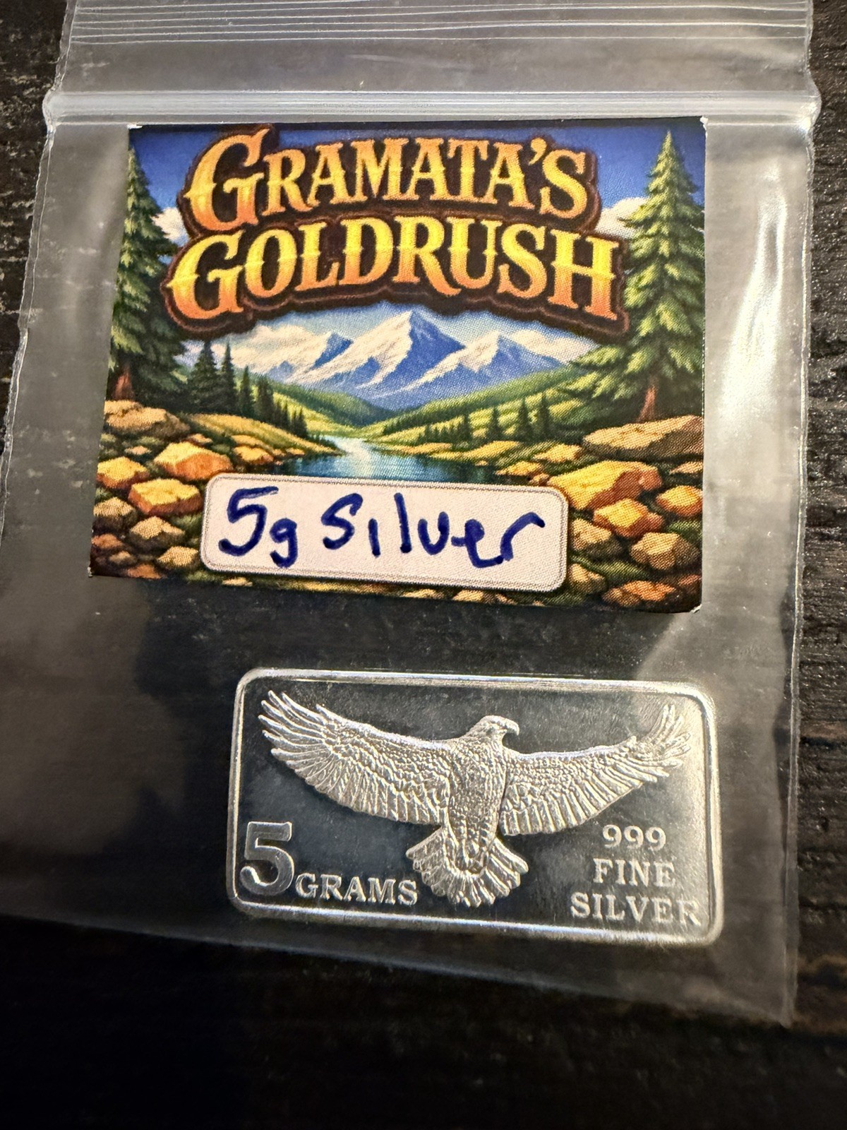 5 g Silver Bar .999 Fine Flying Eagle Design Monarch Precious Metals Bullion