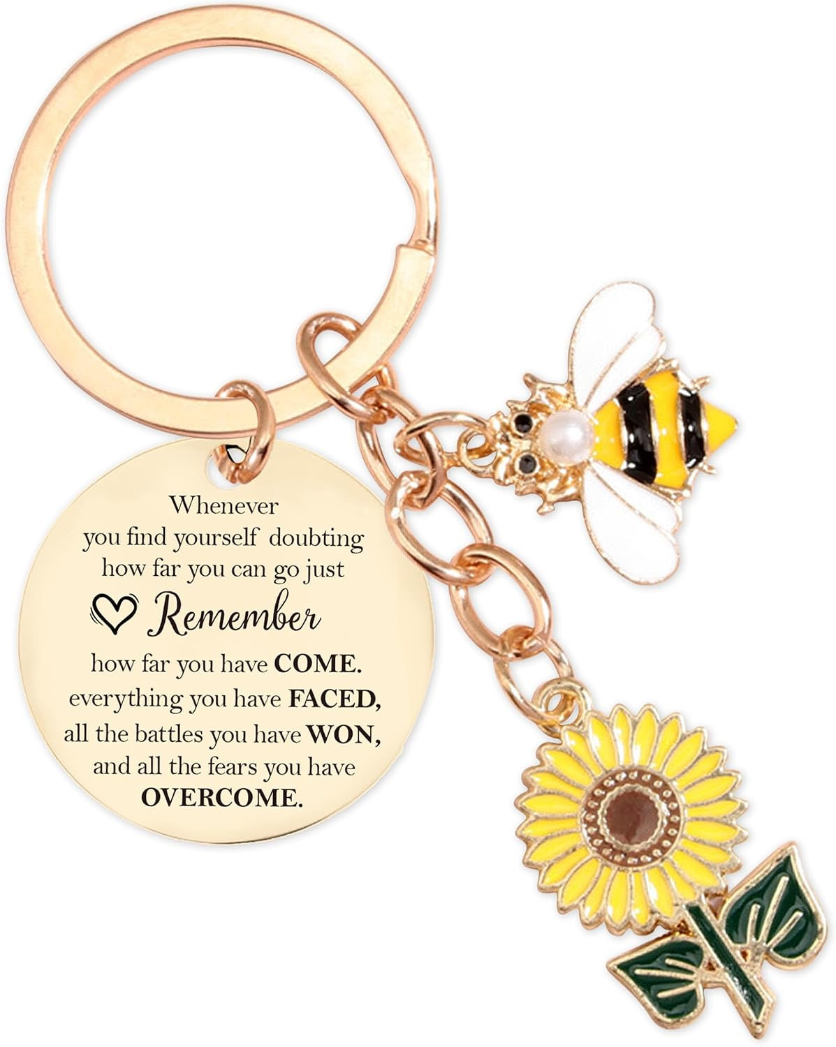 Inspirational Sunflower Bee Keychains Gifts - Motivational Uplifting Quotes Enco
