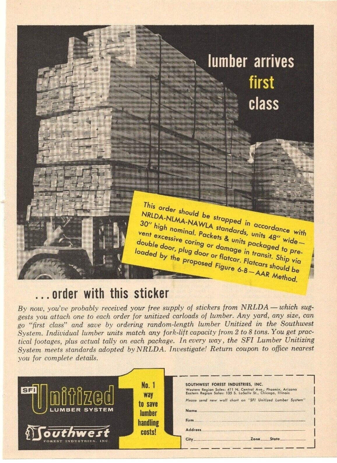 1961 Unitized Lumber System Advertisement Southwest Forest Industries Phoenix AZ