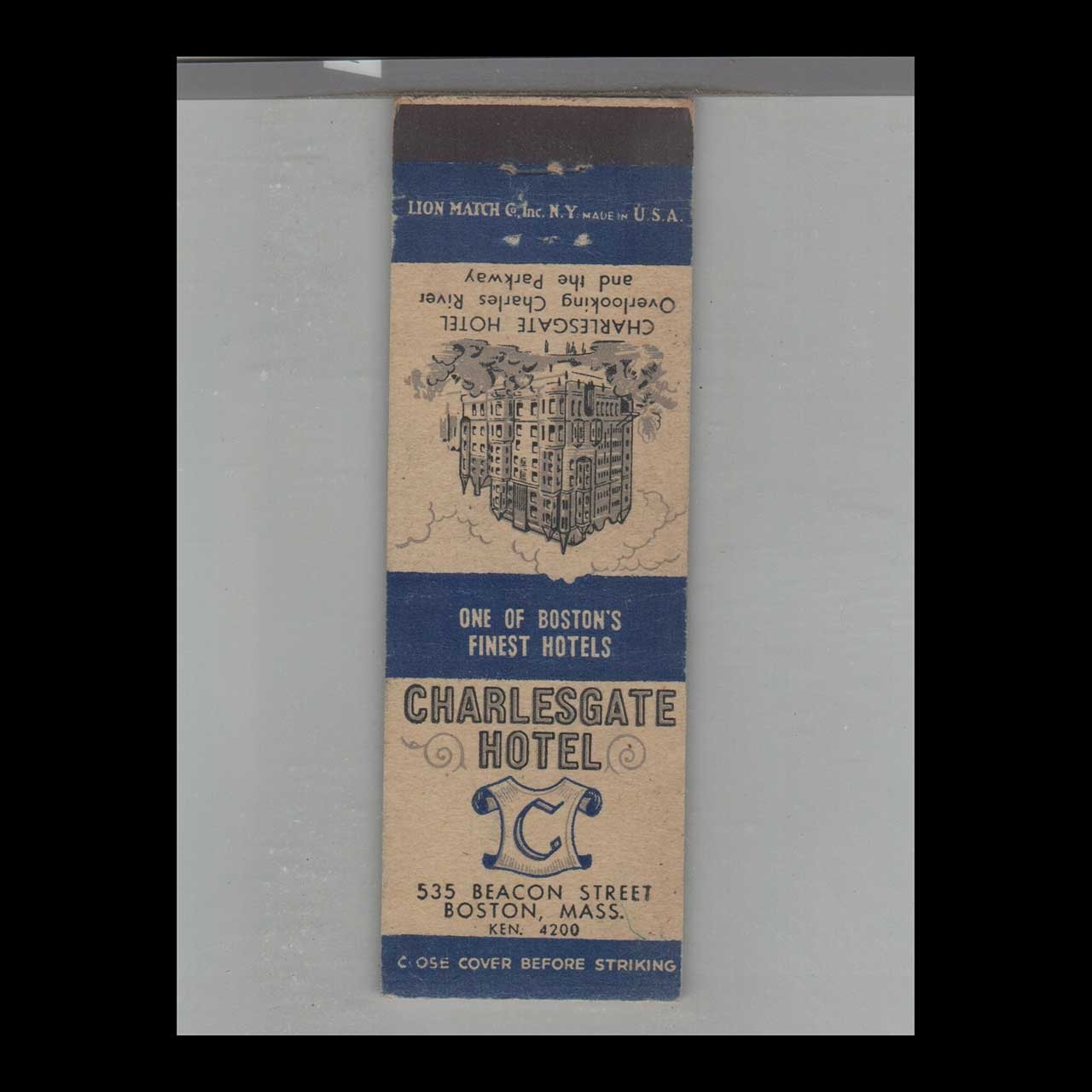 Matchbook Cover The Charlesgate Hotel Boston, MA